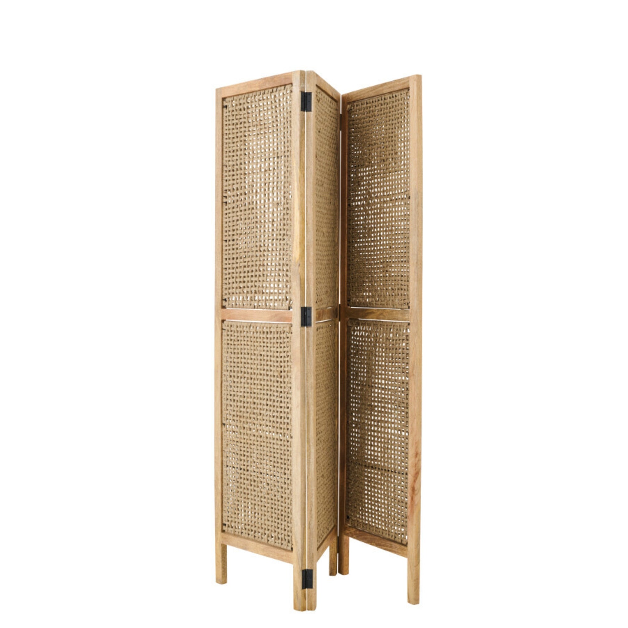 Kamerscherm Met Rieten Panelen Mangohout Naturel J-Line