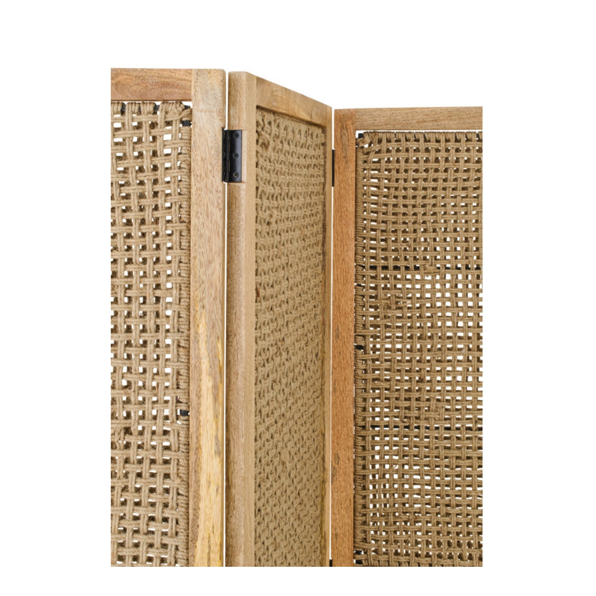 Kamerscherm Met Rieten Panelen Mangohout Naturel J-Line