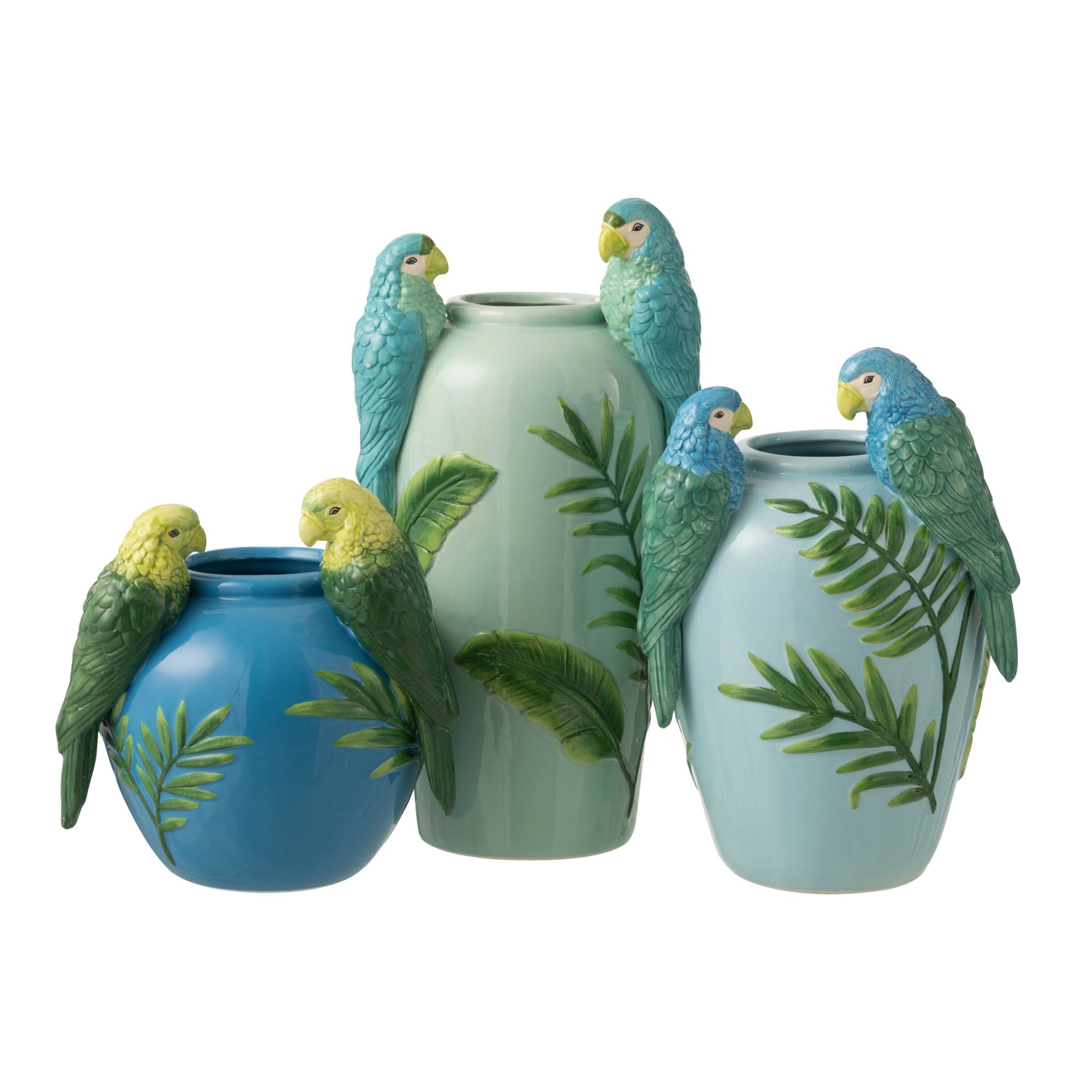 Vaas Papegaaien Keramiek Groen/Blauw Large J-Line