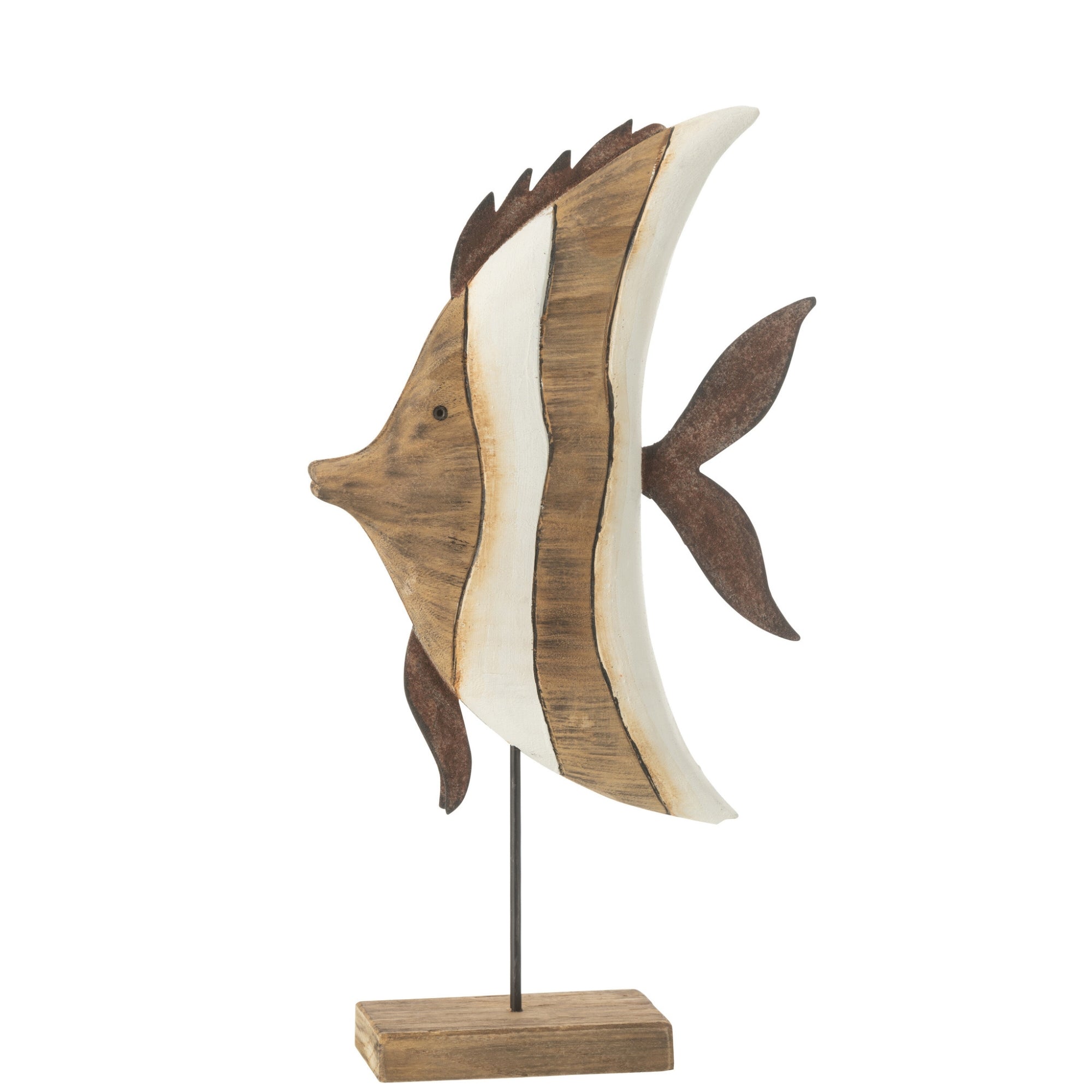 Vis Gestreept Op Voet Paulownia Hout Large J-Line