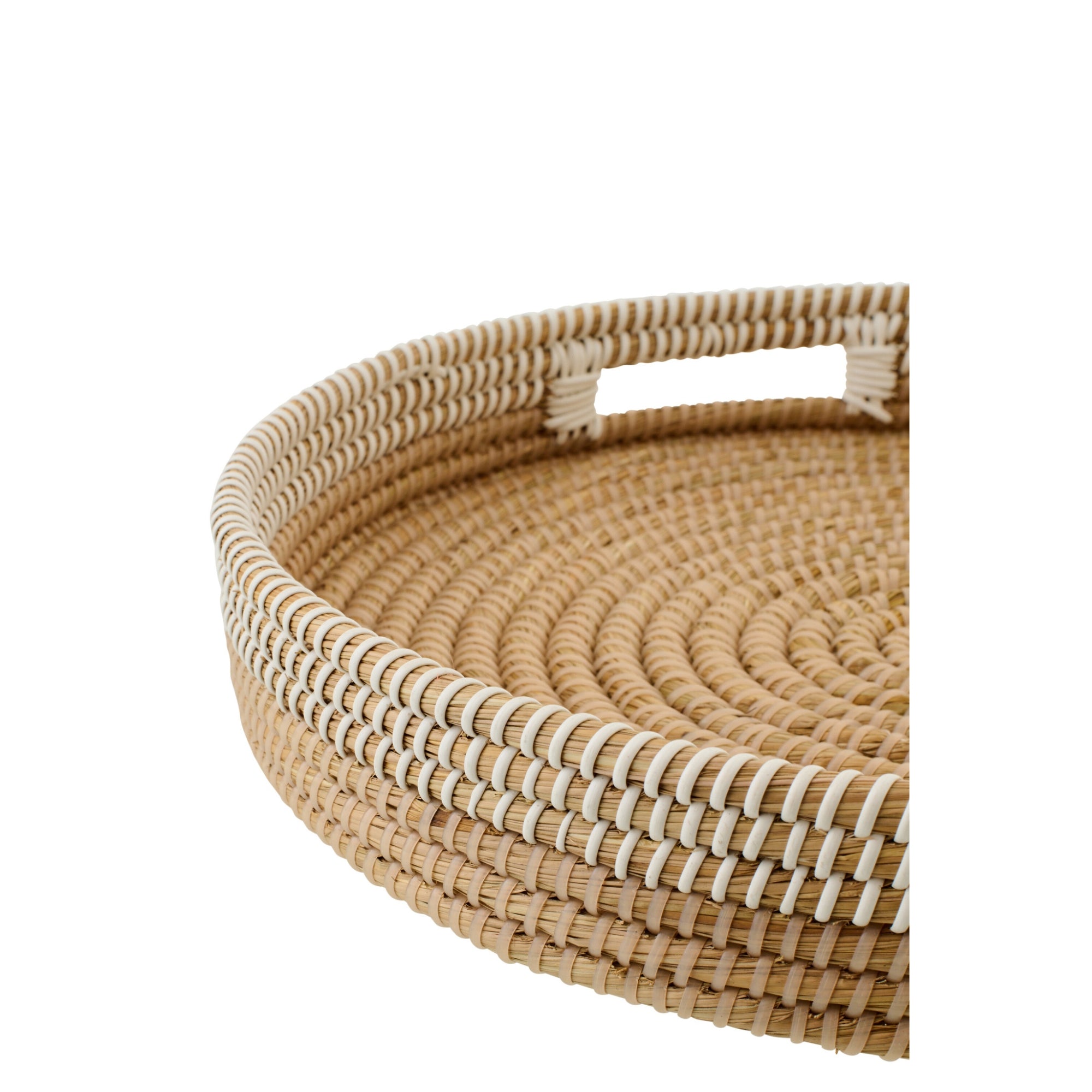 Set Van 2 Decoratief Plateau Riet Naturel/Wit J-Line