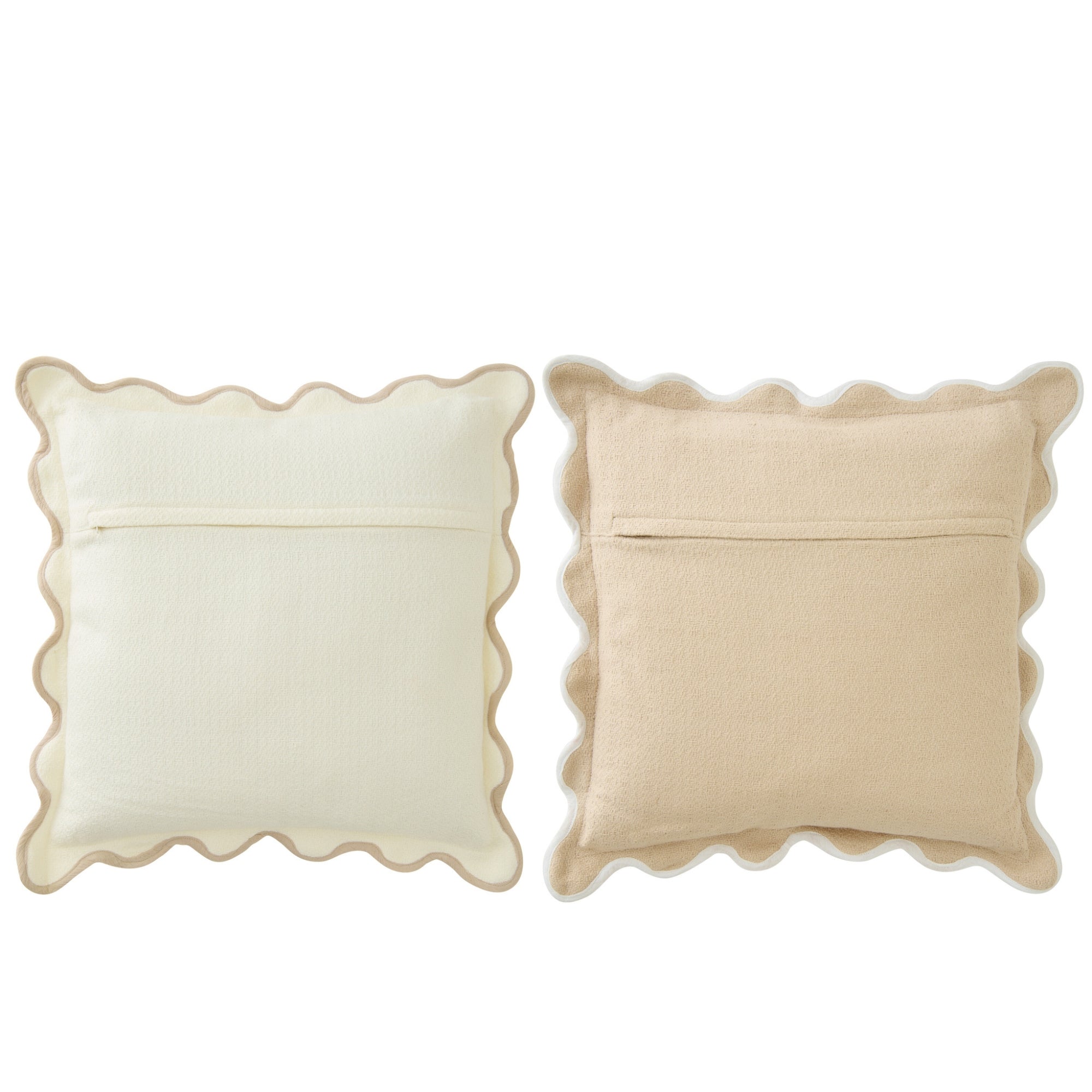 Kussen Geschulpt Katoen Wit/Beige Assortiment Van 2 J-Line