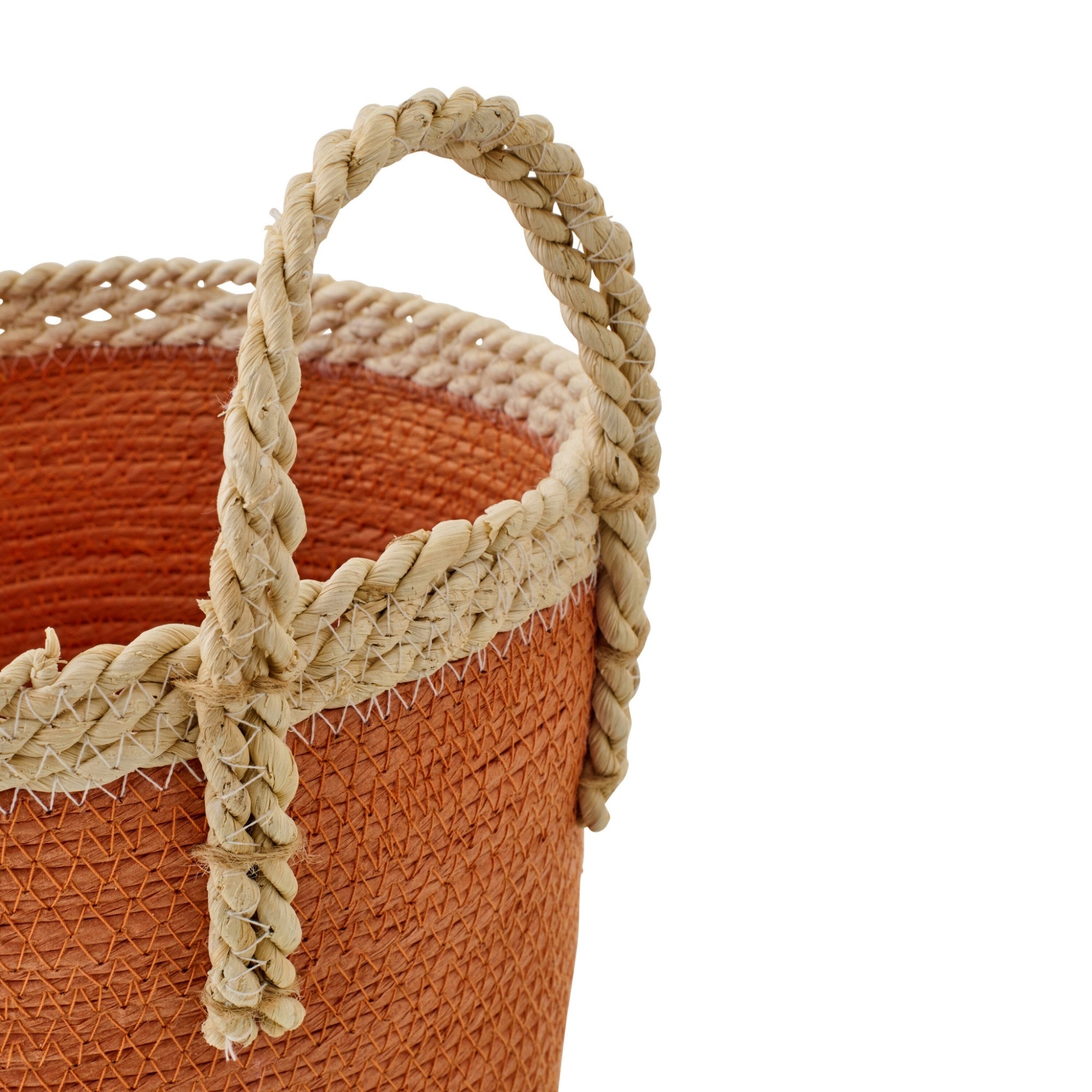 Set Van 3 Mand Met Handvatten Papier Donkeroranje/Naturel J-Line