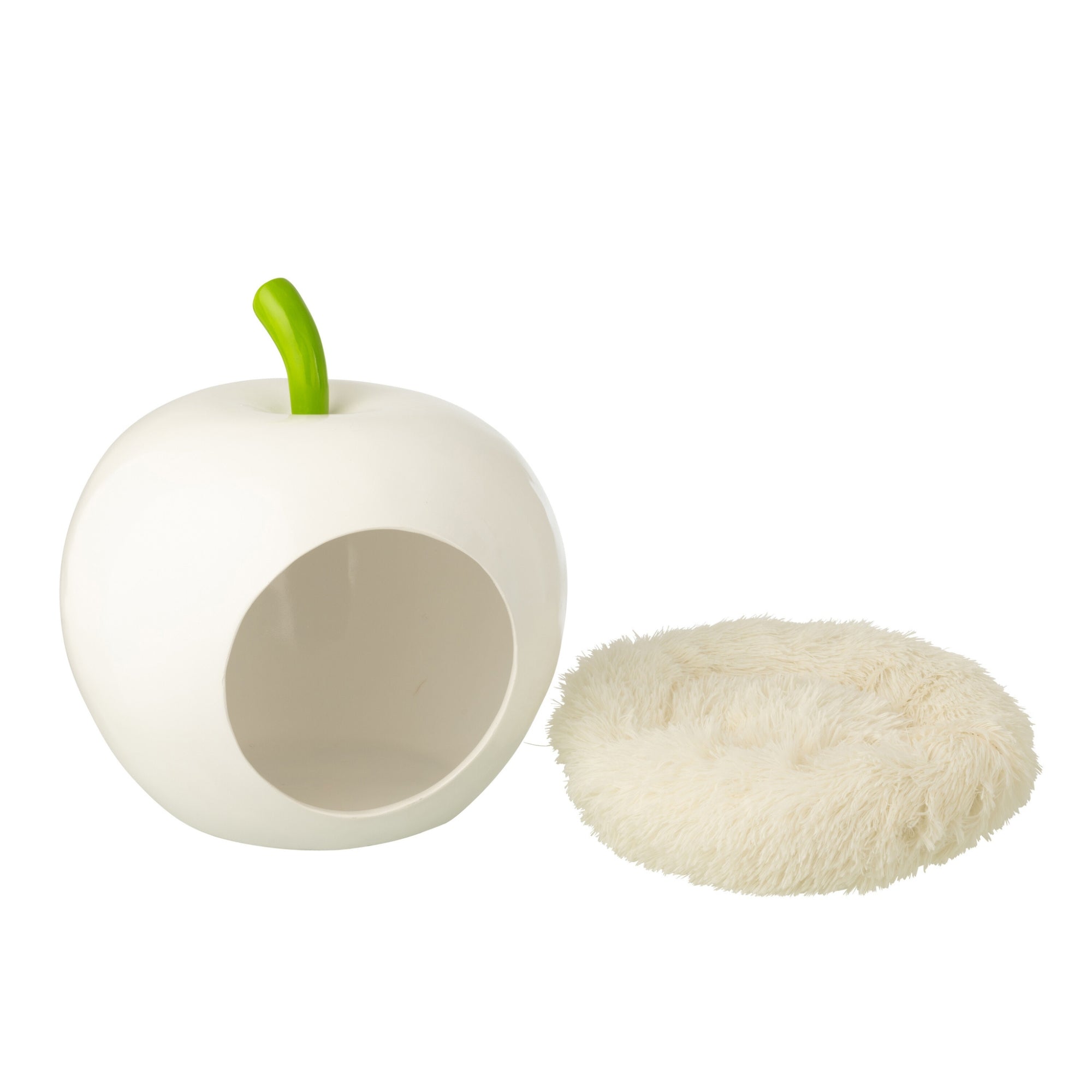 Kattenmand Appel Polyresin Wit/Groen J-Line