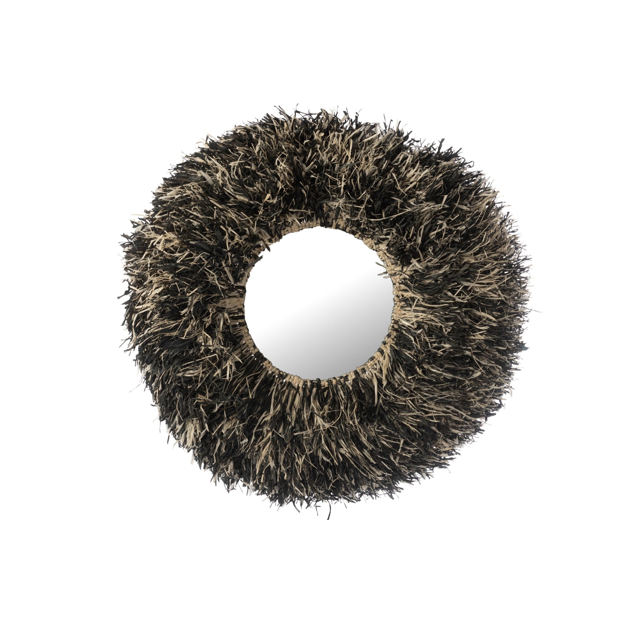 Wandspiegel Rond Sisal Zwart/Wit J-Line