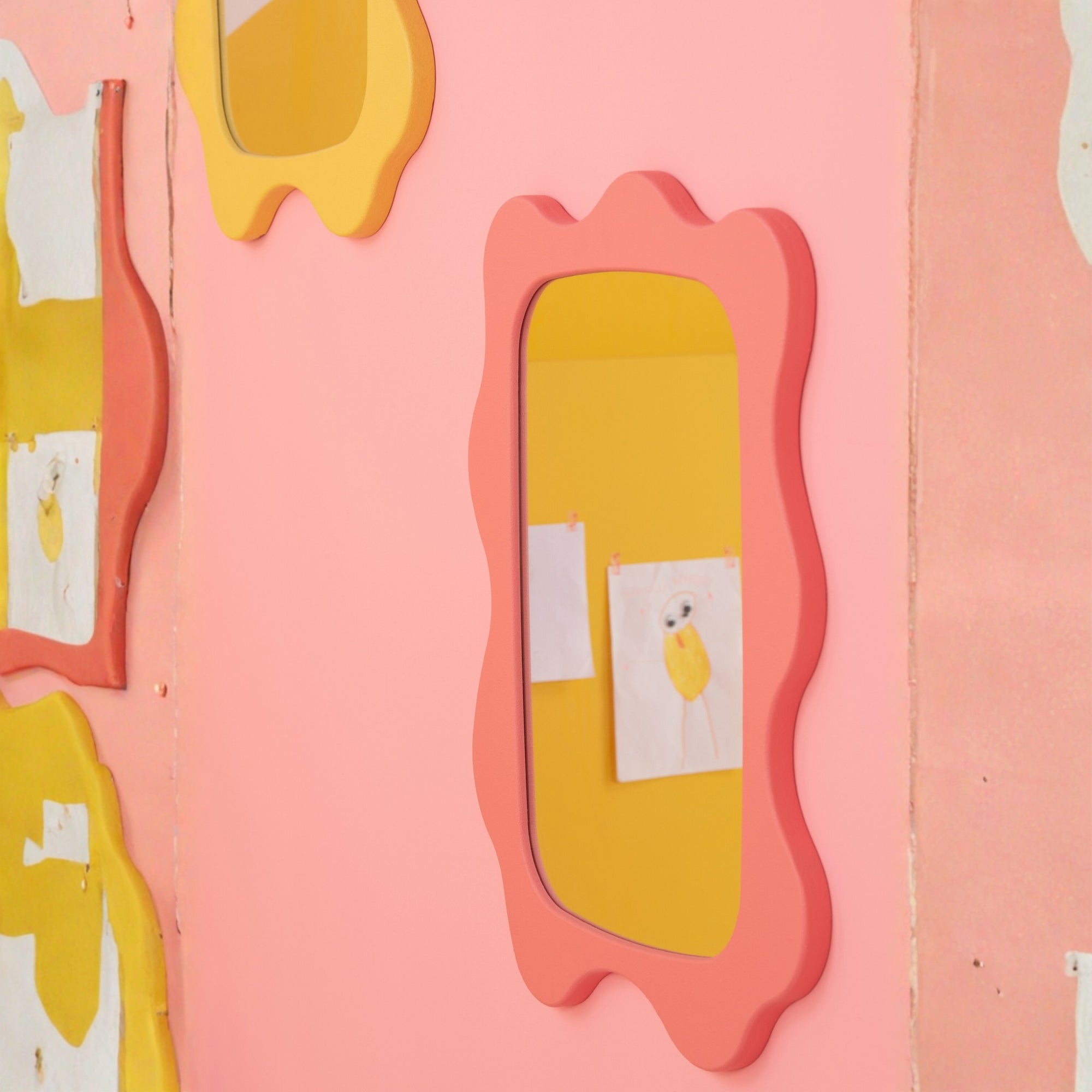 Wandspiegel Golf Mdf Donkerroze J-Line