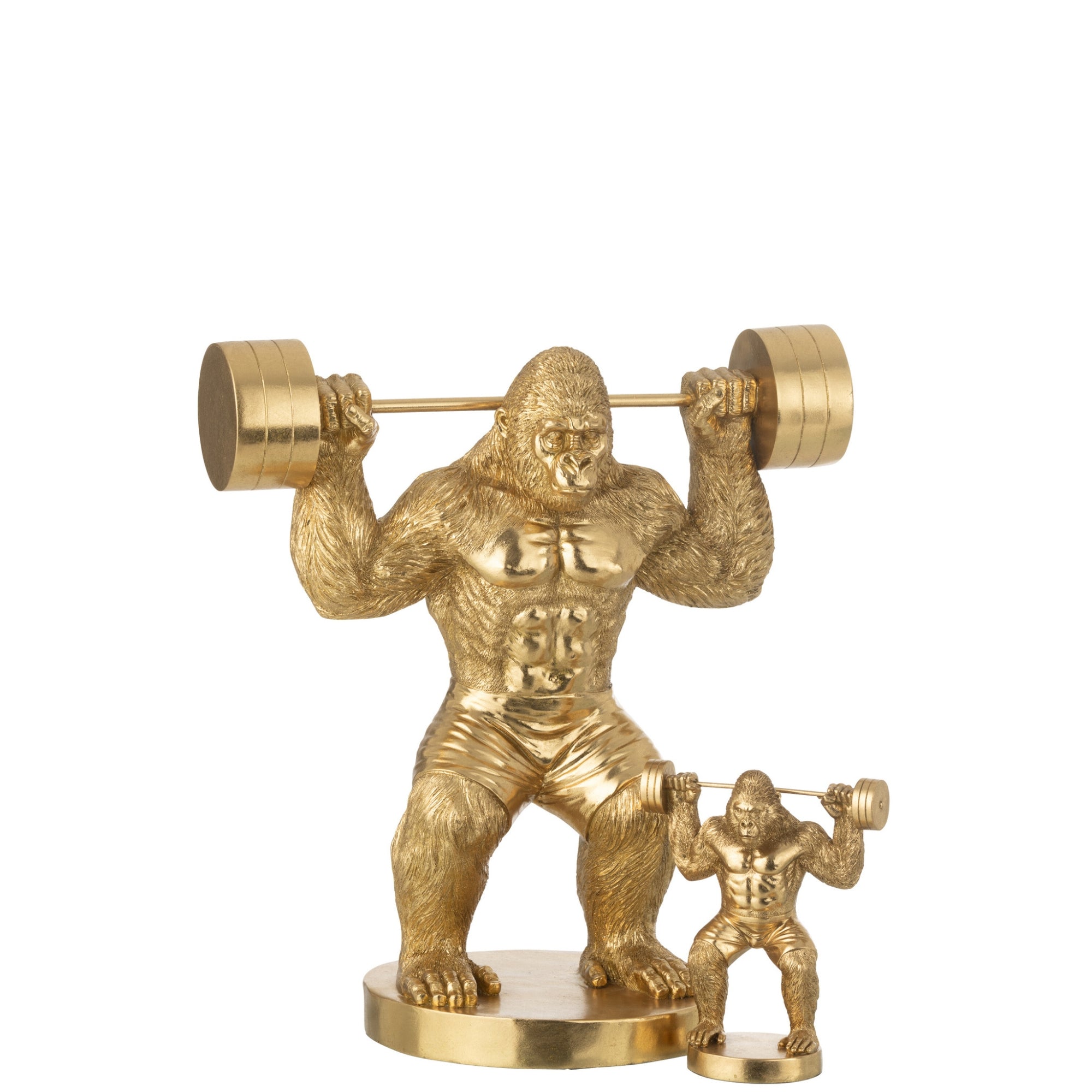 Gorilla Gewichtheffen Polyresin Goudkleurig Large J-Line