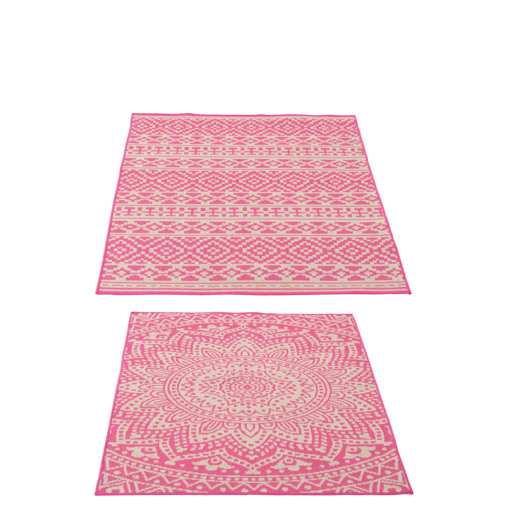 Vloerkleed Buiten Mozaïek Polypropyleen Roze/Wit Assortiment Van 2 J-Line