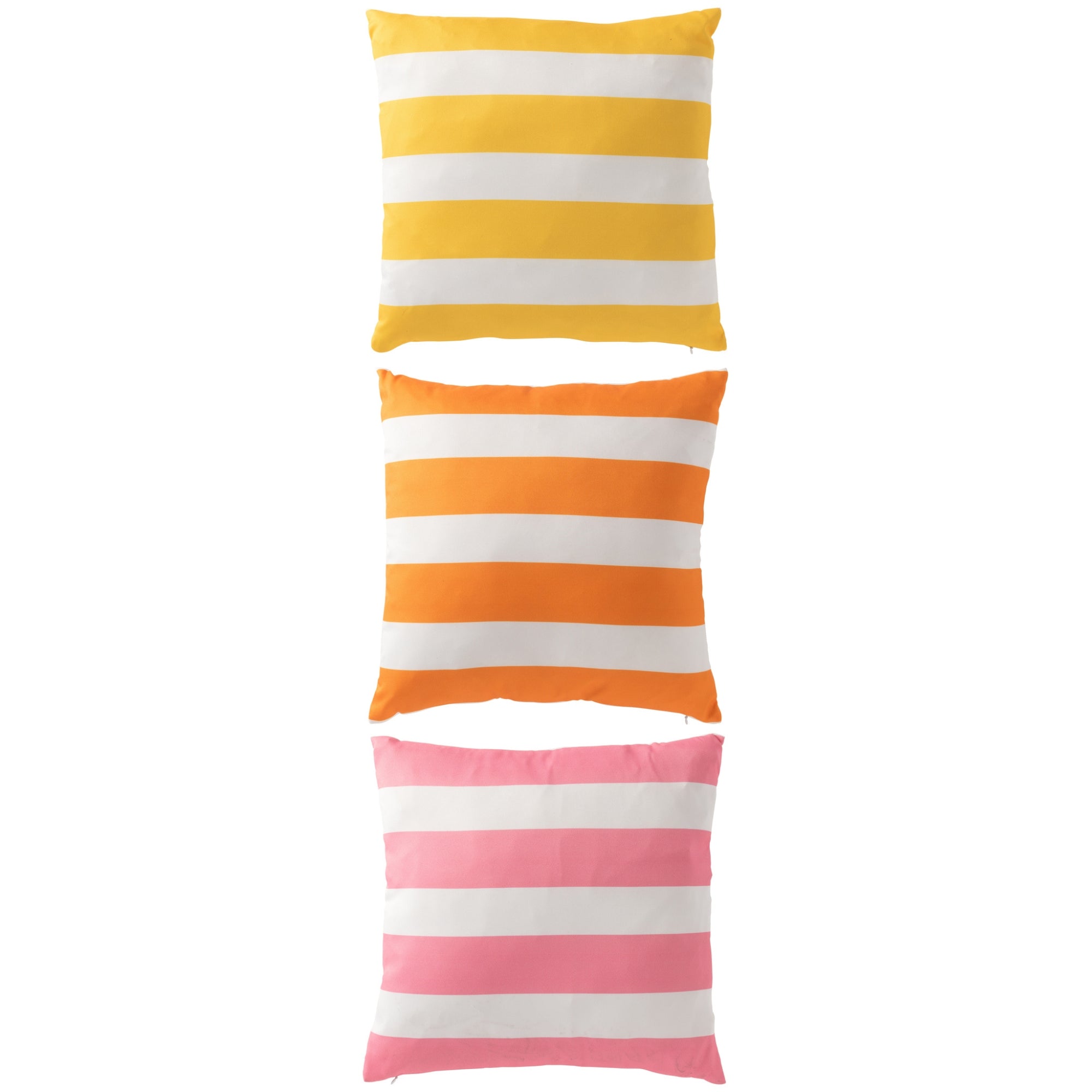 Kussen Buiten Vierkant Gestreept Polyester Multi Assortiment Van 3 J-Line