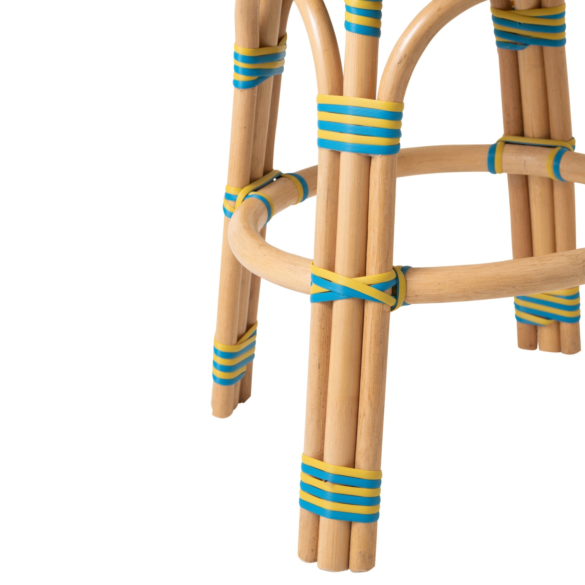 Outdoor Kruk Geo Rond Rotan Geel/Azuurblauw J-Line