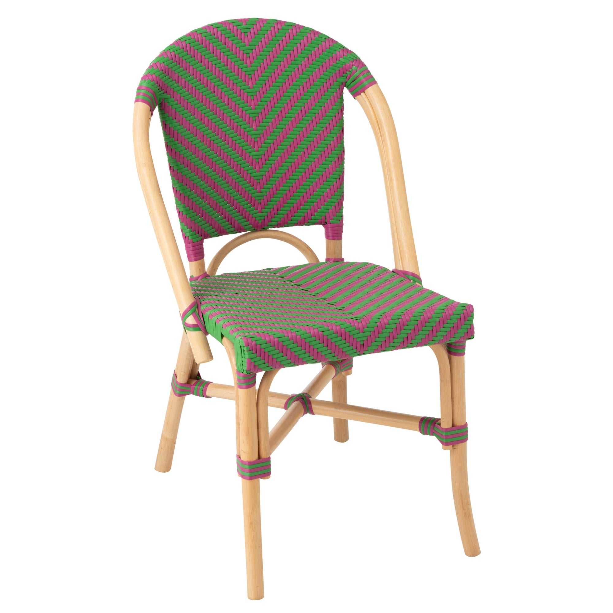 Outdoor Stoel Geo Rond Rotan Roze/Groen J-Line
