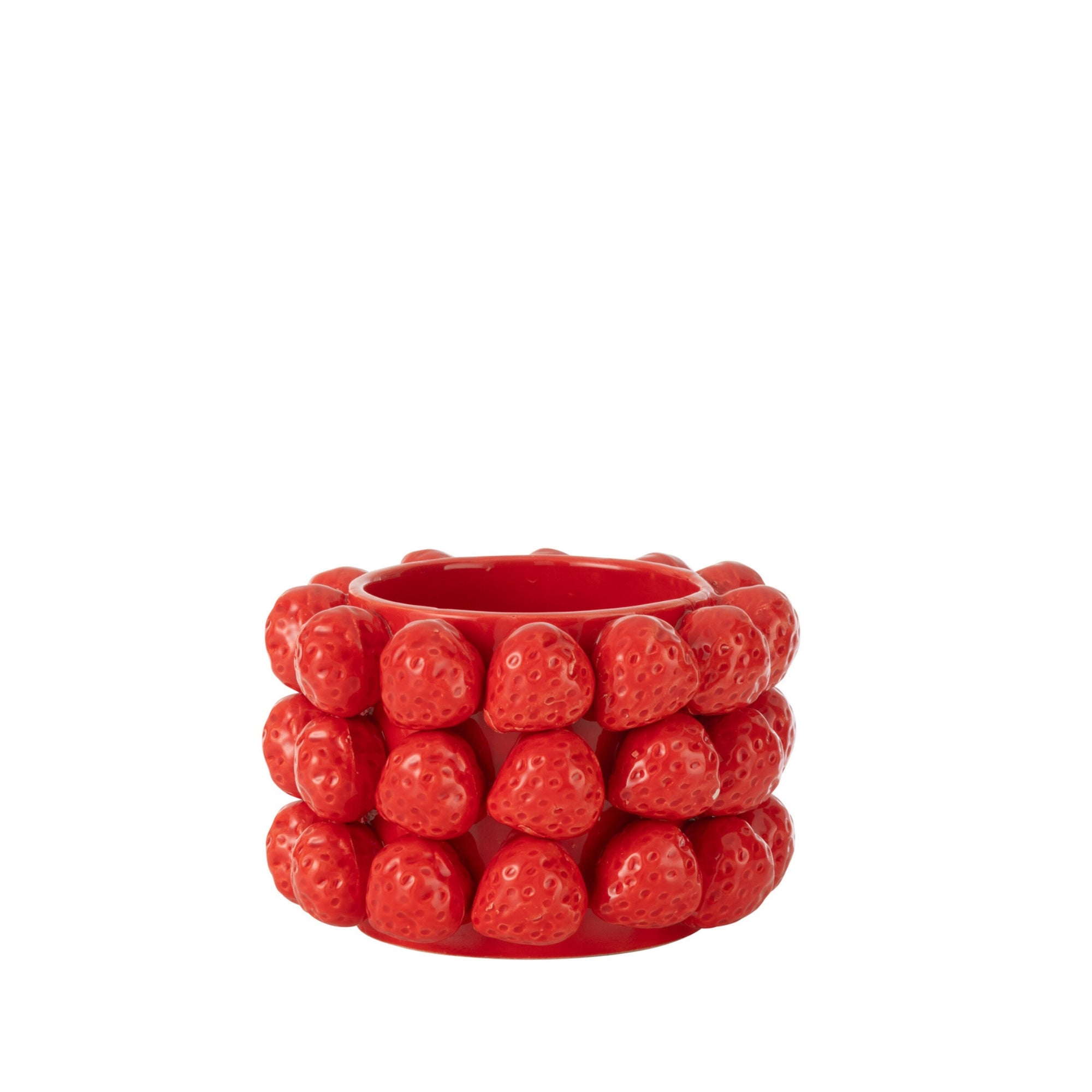 Bloempot Aardbeien Keramiek Rood Small 15.5 cm