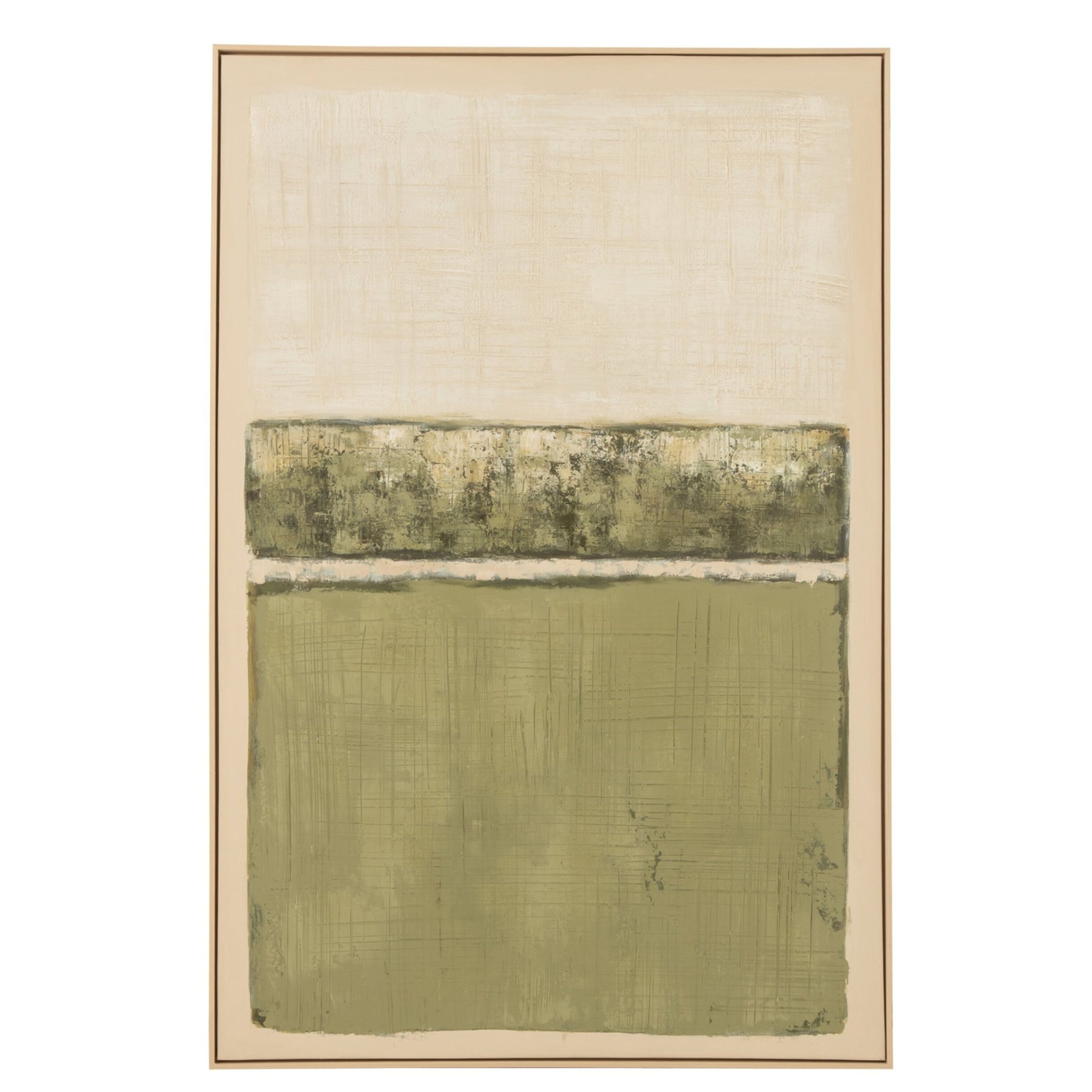 Schilderij Rechthoeken Dennenhout Beige/Donkergroen J-Line