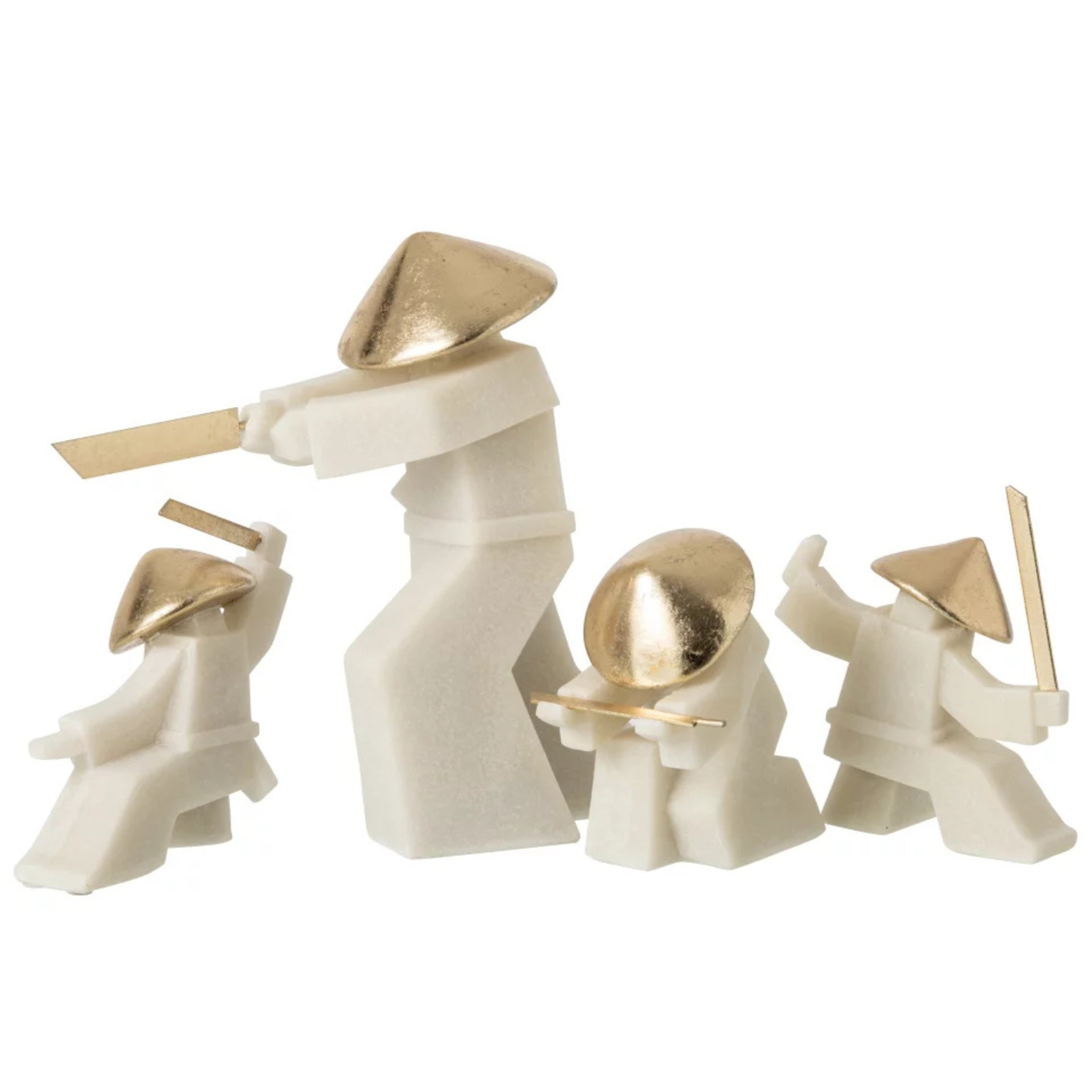 Beeldje Vechtsport Hars Wit/Goud Assortiment Van 3 J-Line