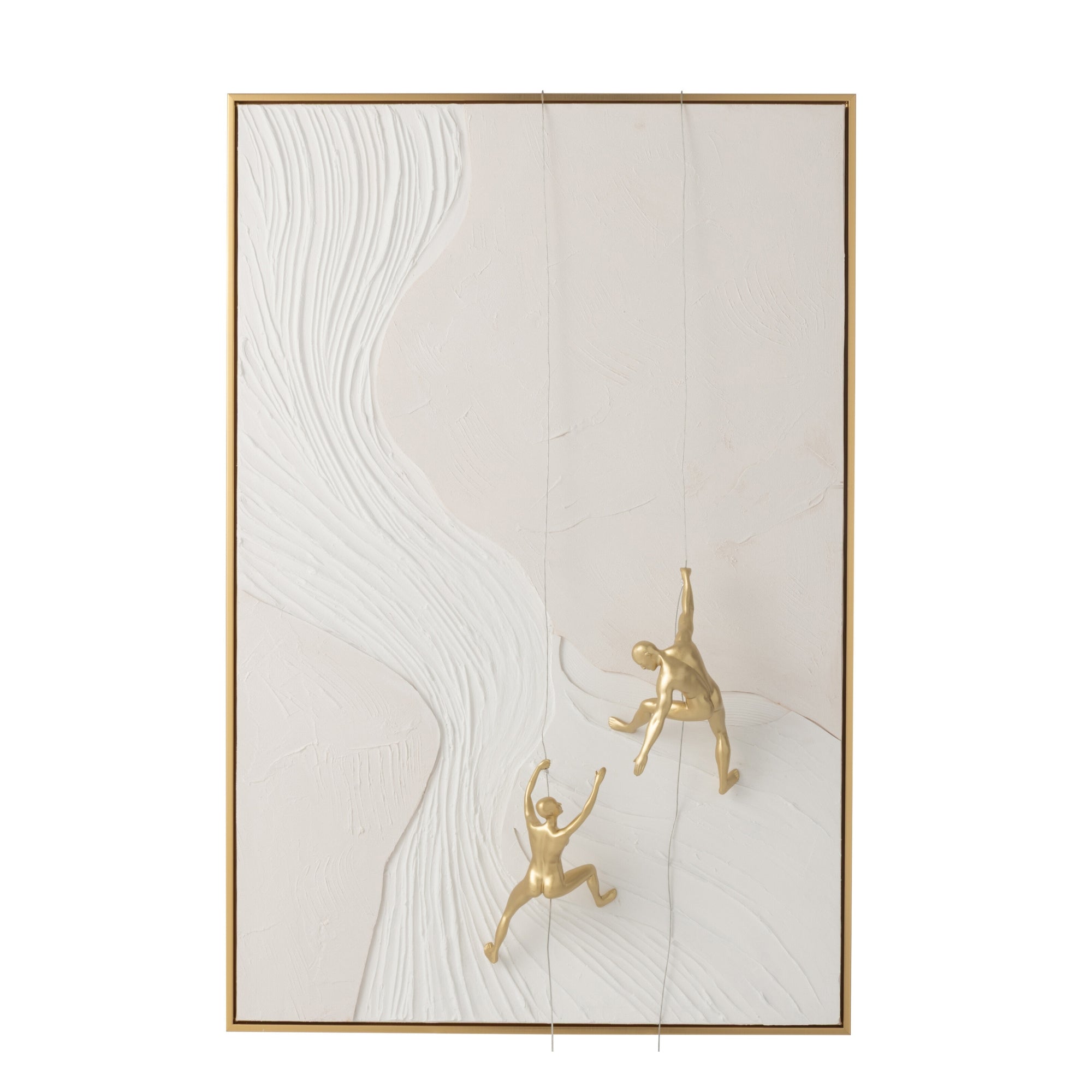 Schilderij Men Hanging Rechthoek Acryl Wit/Goudkleurig J-Line