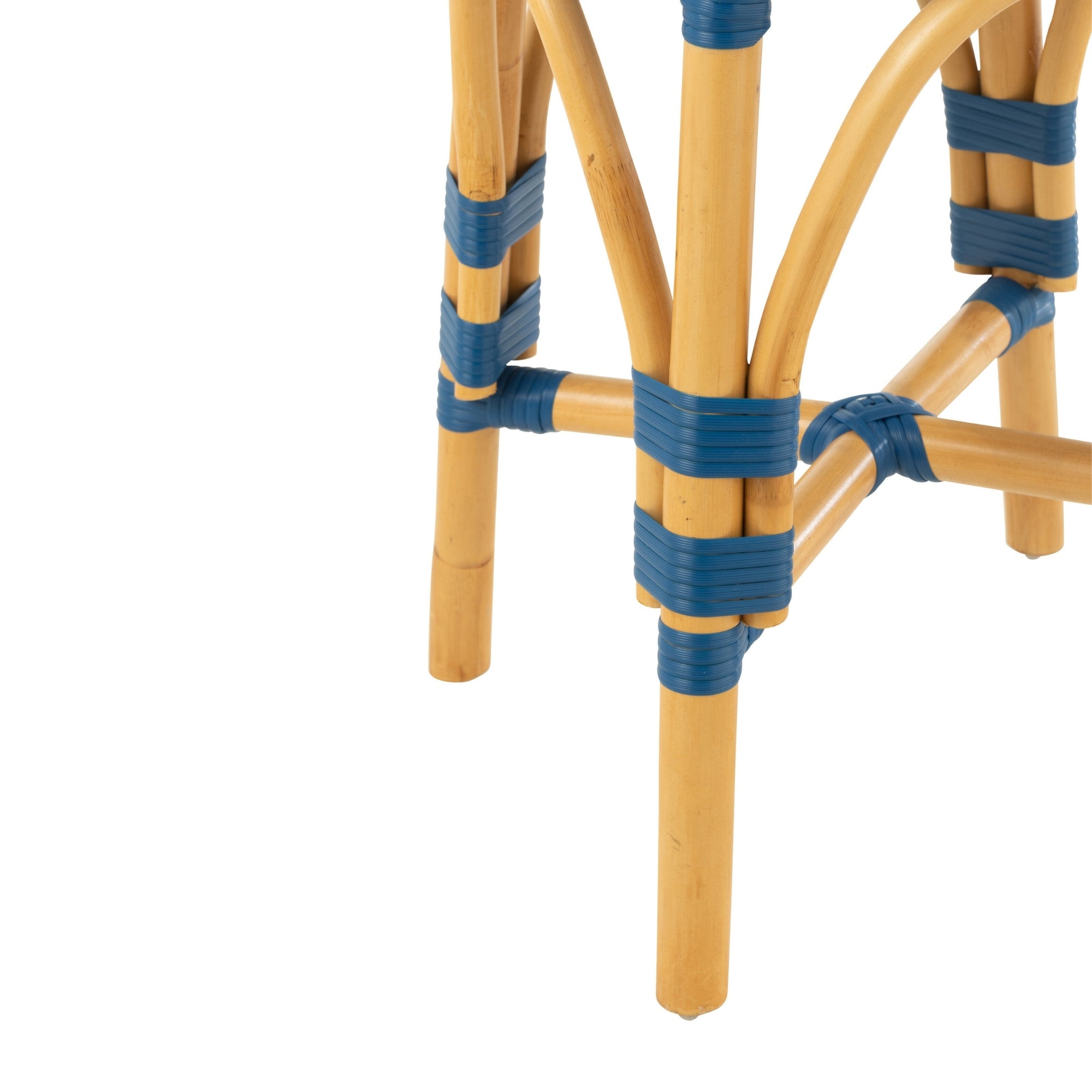 Outdoor Kruk Live Rond Rotan Blauw/Wit J-Line