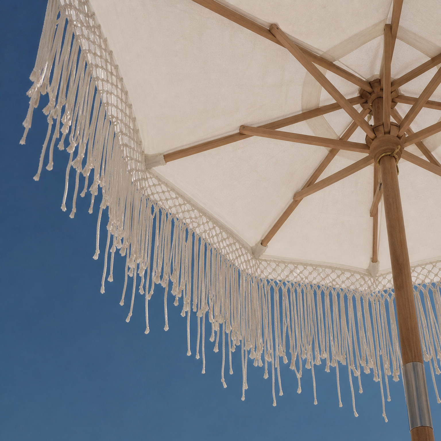 Parasol Macrame Hout Ecru J-Line 200x250cm