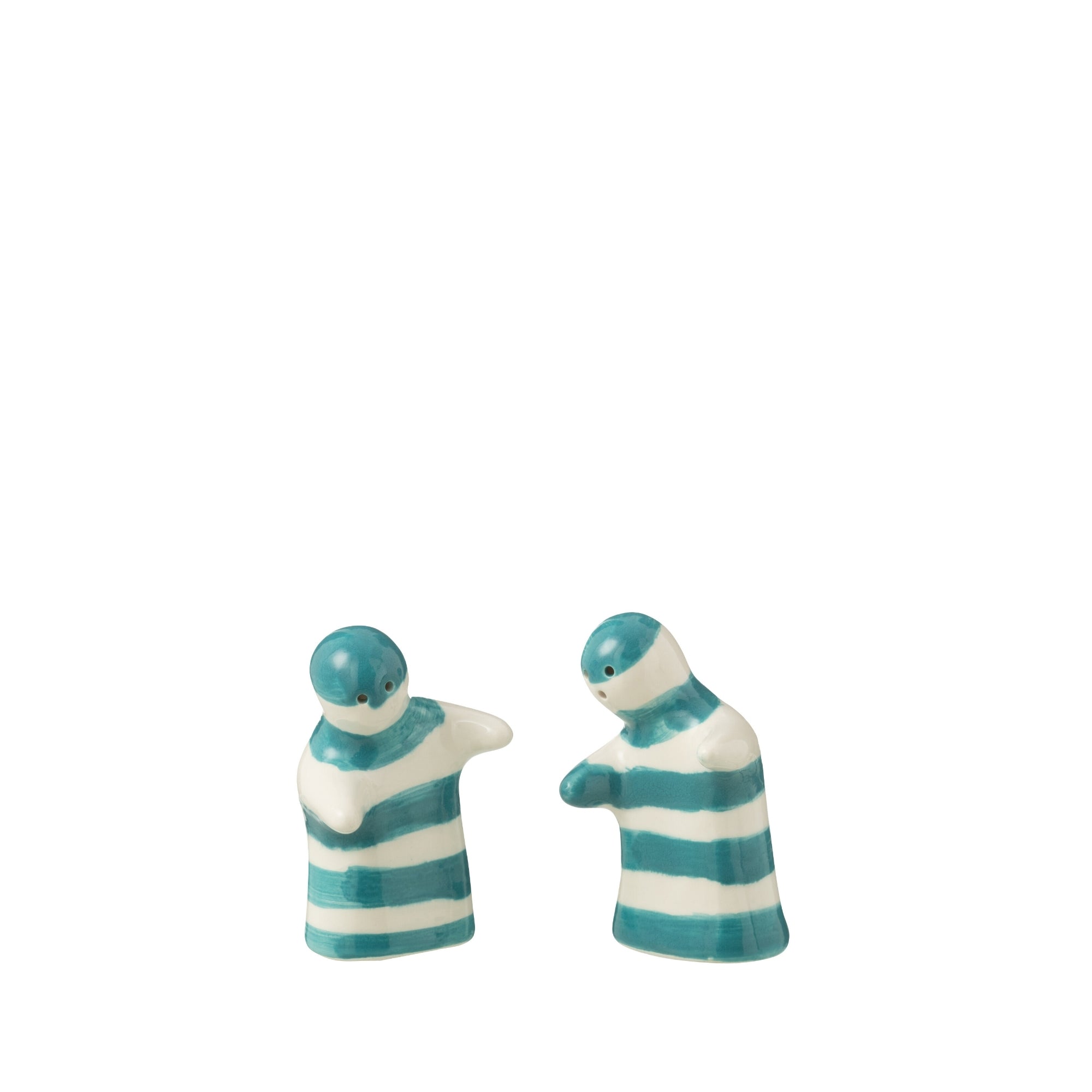 Peper & Zout Stelletje Granada Strepen Aqua/Wit Keramiek J-Line