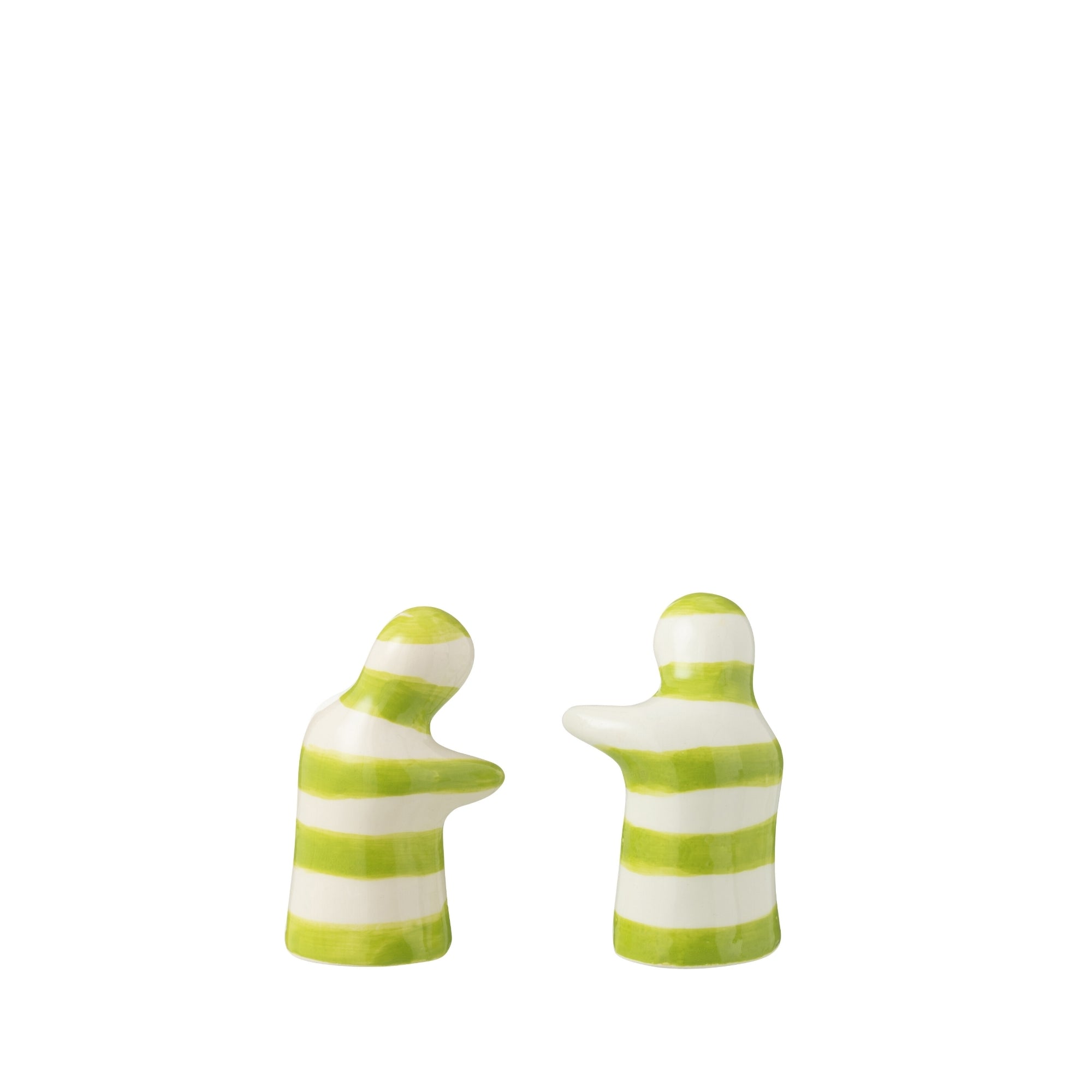 Peper & Zout Stelletje Granada Strepen Groen/Wit Keramiek J-Line