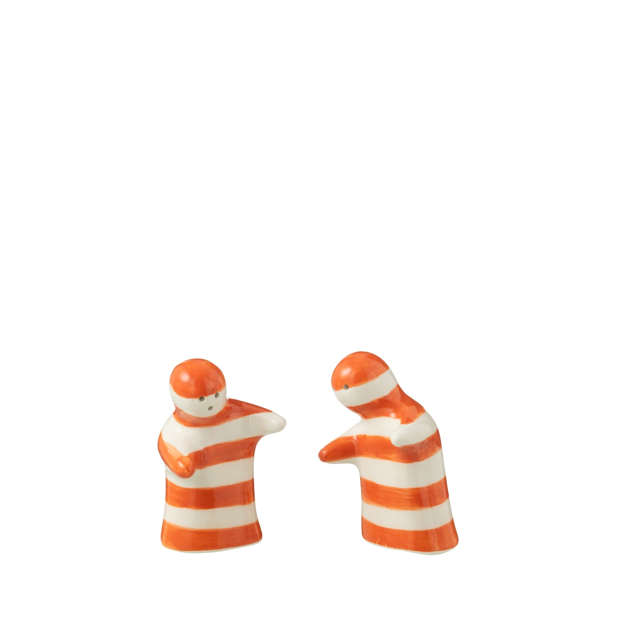 Peper & Zout Stelletje Granada Strepen Oranje/Wit Keramiek J-Line