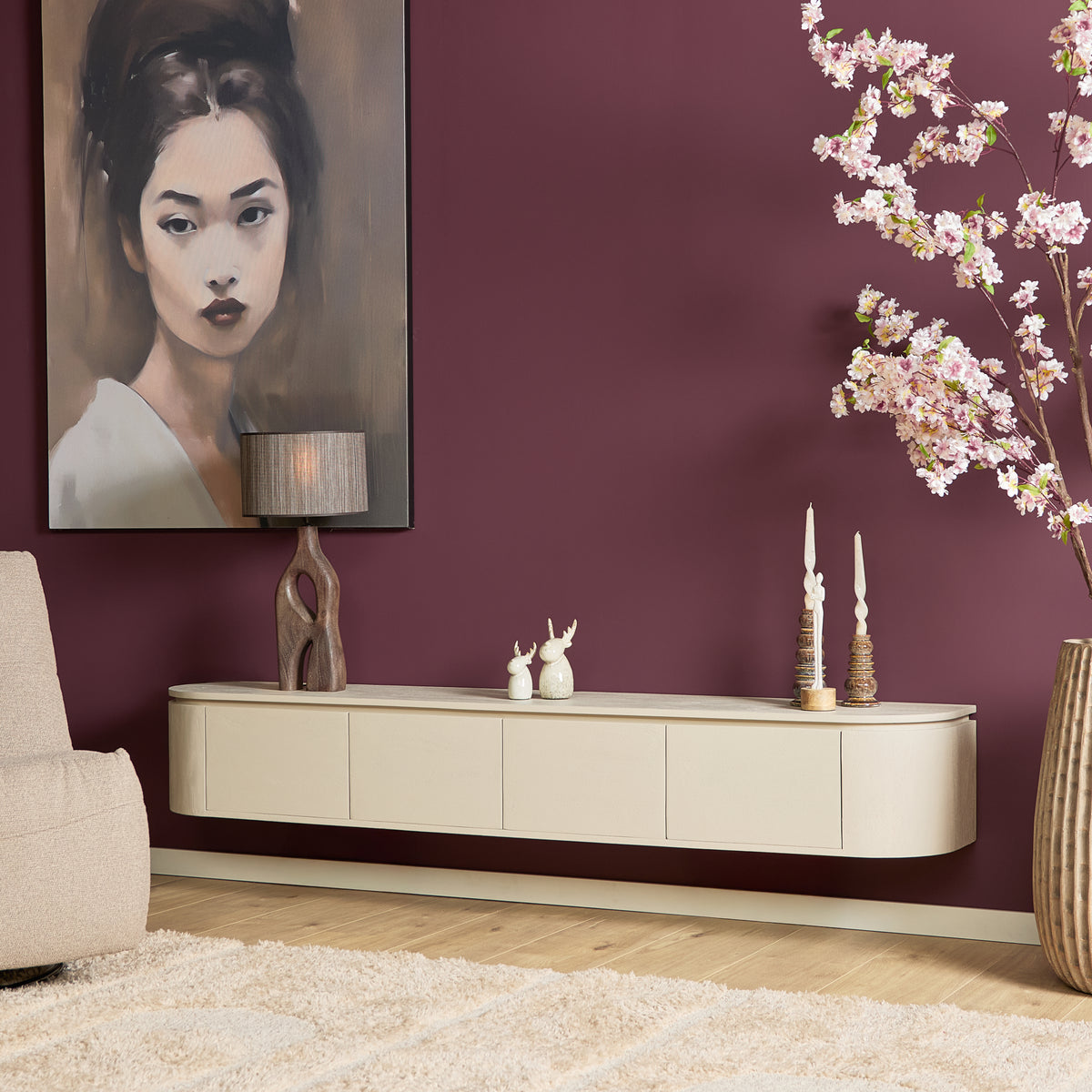 Zwevend TV-meubel Ambiance Mangohout Naturel 120cm Starfurn