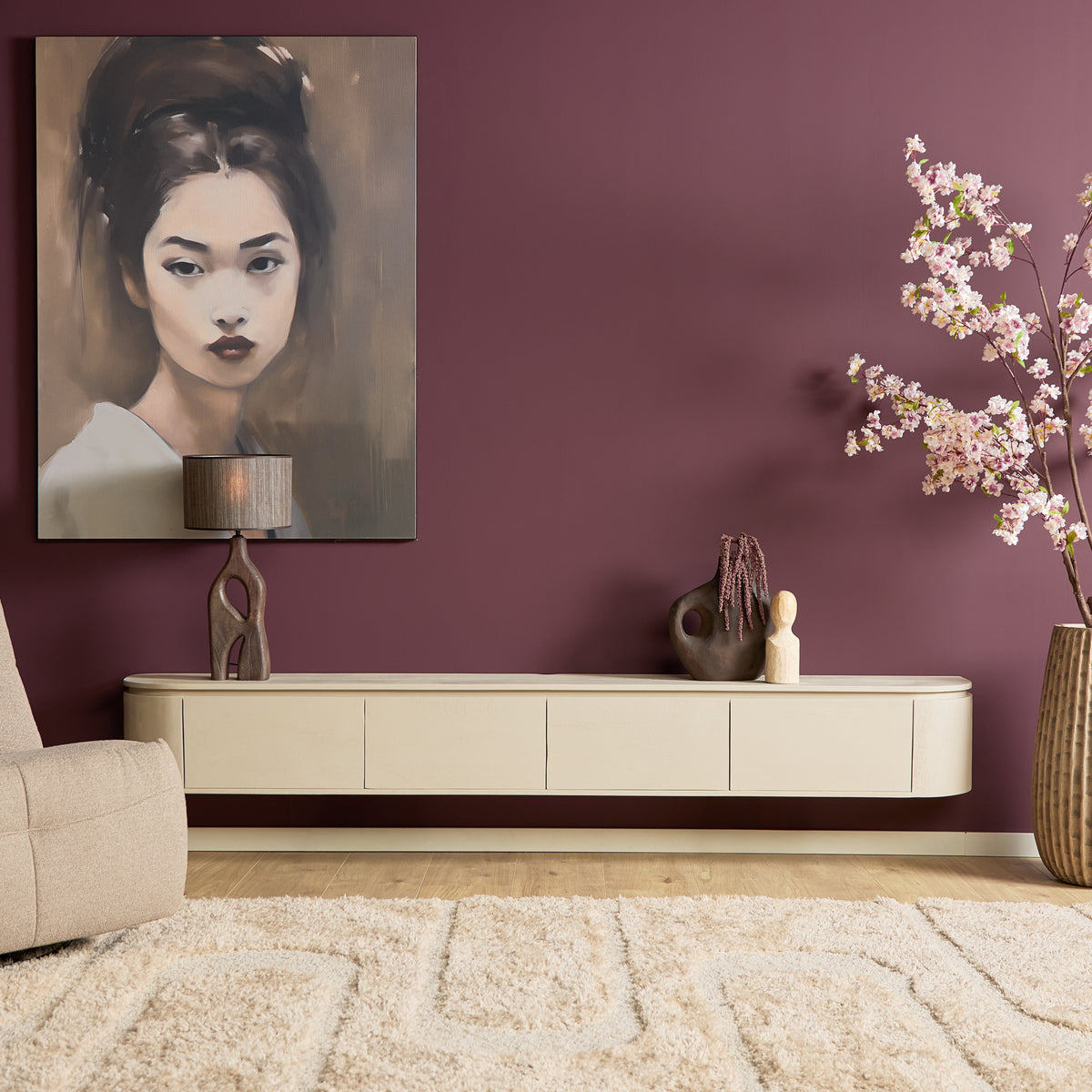 Zwevend TV-meubel Ambiance Mangohout Naturel 120cm Starfurn