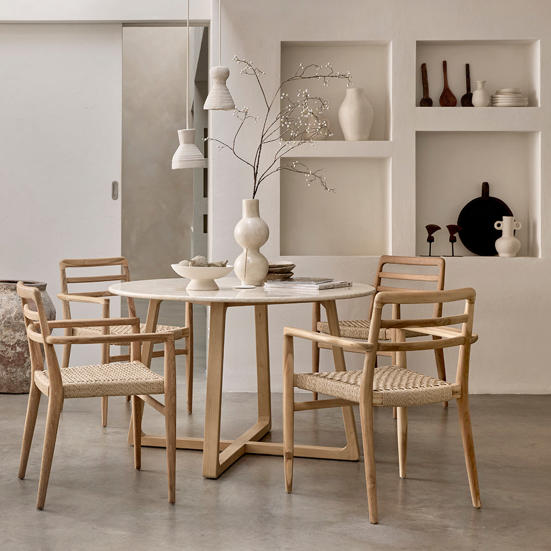Verano Terrasstoel met Armleuning Naturel Set van 2 Raw Materials
