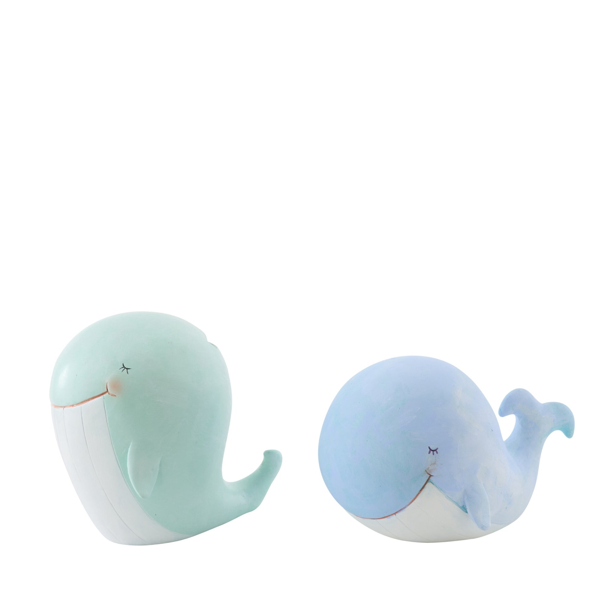 Walvis Spaarpot Large Set van 2 in Lichtblauw & Lichtgroen