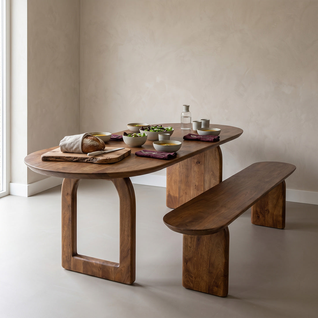Bullnose eettafel mix bruin 240cm Raw Materials