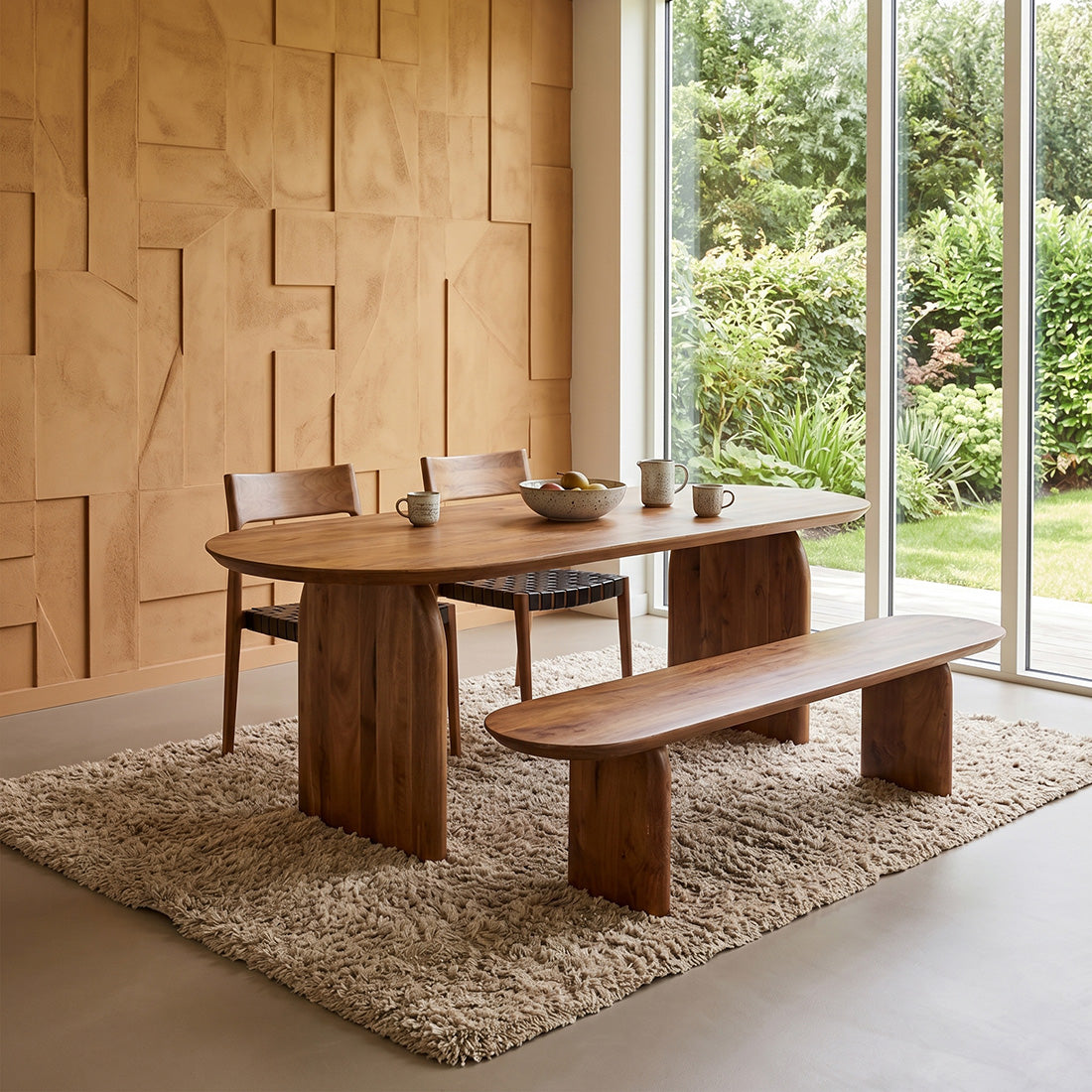 Bullnose Eettafel Gesloten Bruin 240cm Raw Materials