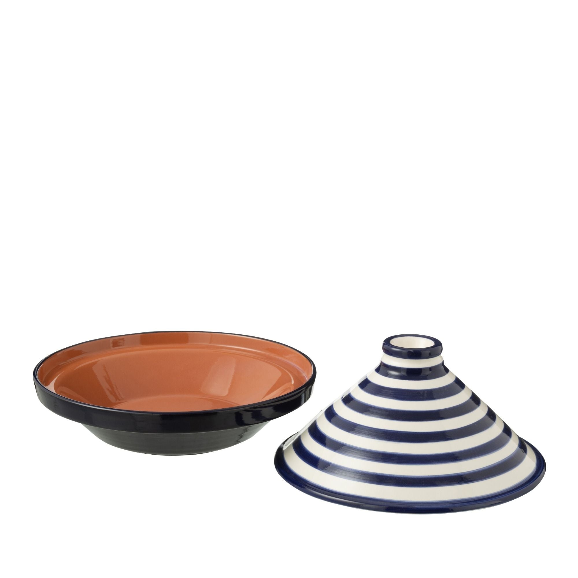 Tagine Granada Strepen Cobalt Blauw/Wit Keramiek J-Line