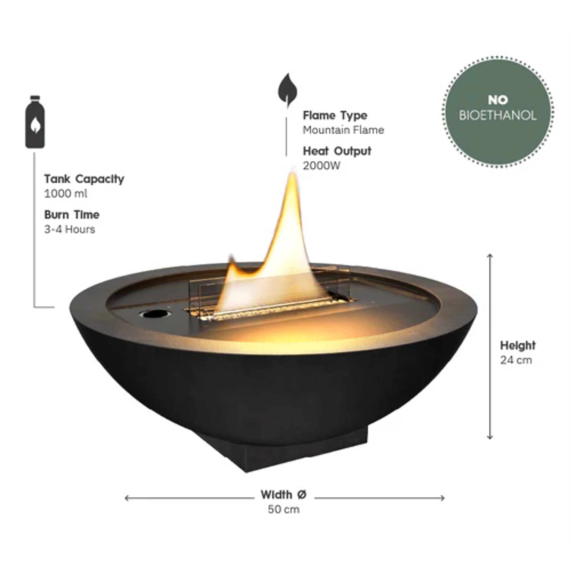 Iris Beton Tafelhaard Ø50cm Tenderflame