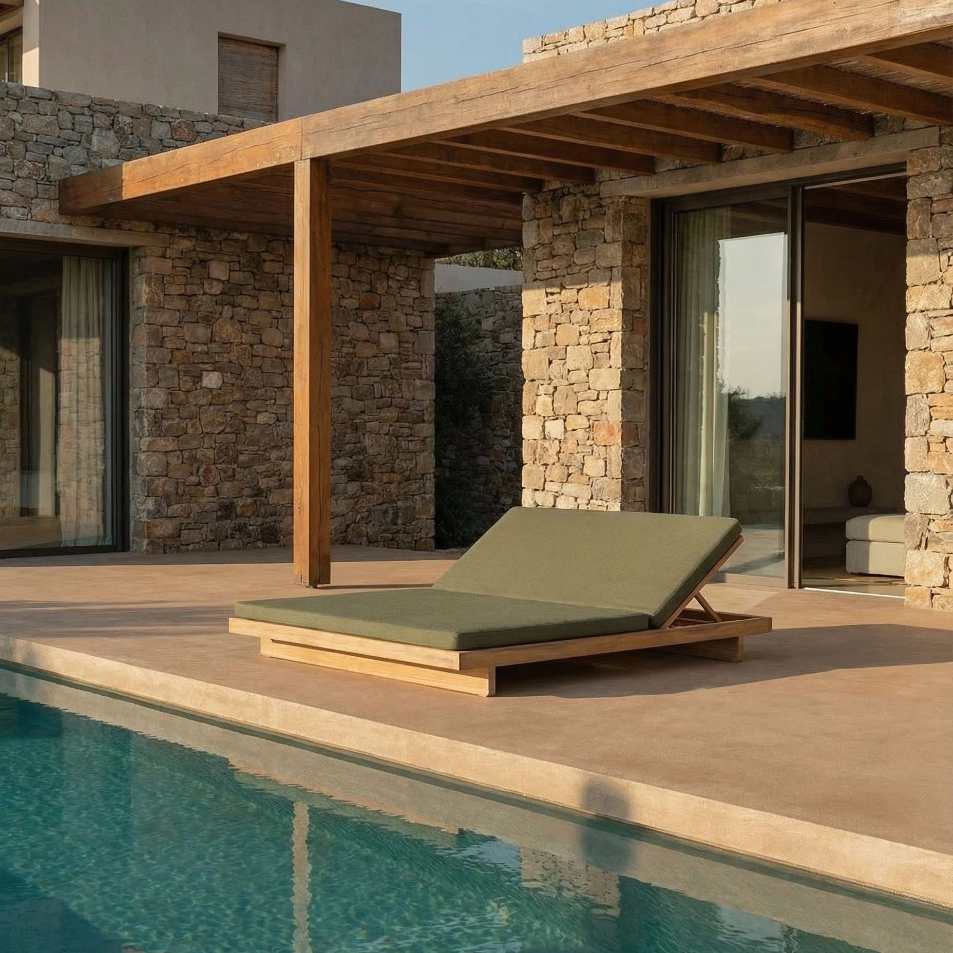 Tweepersoons Loungebed Pantai Gerecycled Teakhout Green Alga Bazar Bizar2
