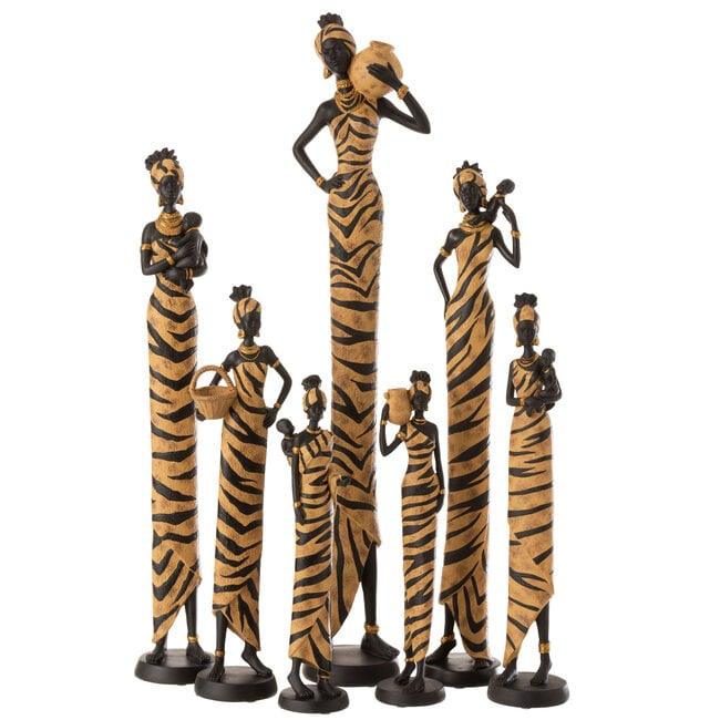 Afrikaanse Vrouw Zebra Poly Zwart/Bruin - Beeld - J-Line - livinglovely.nl
