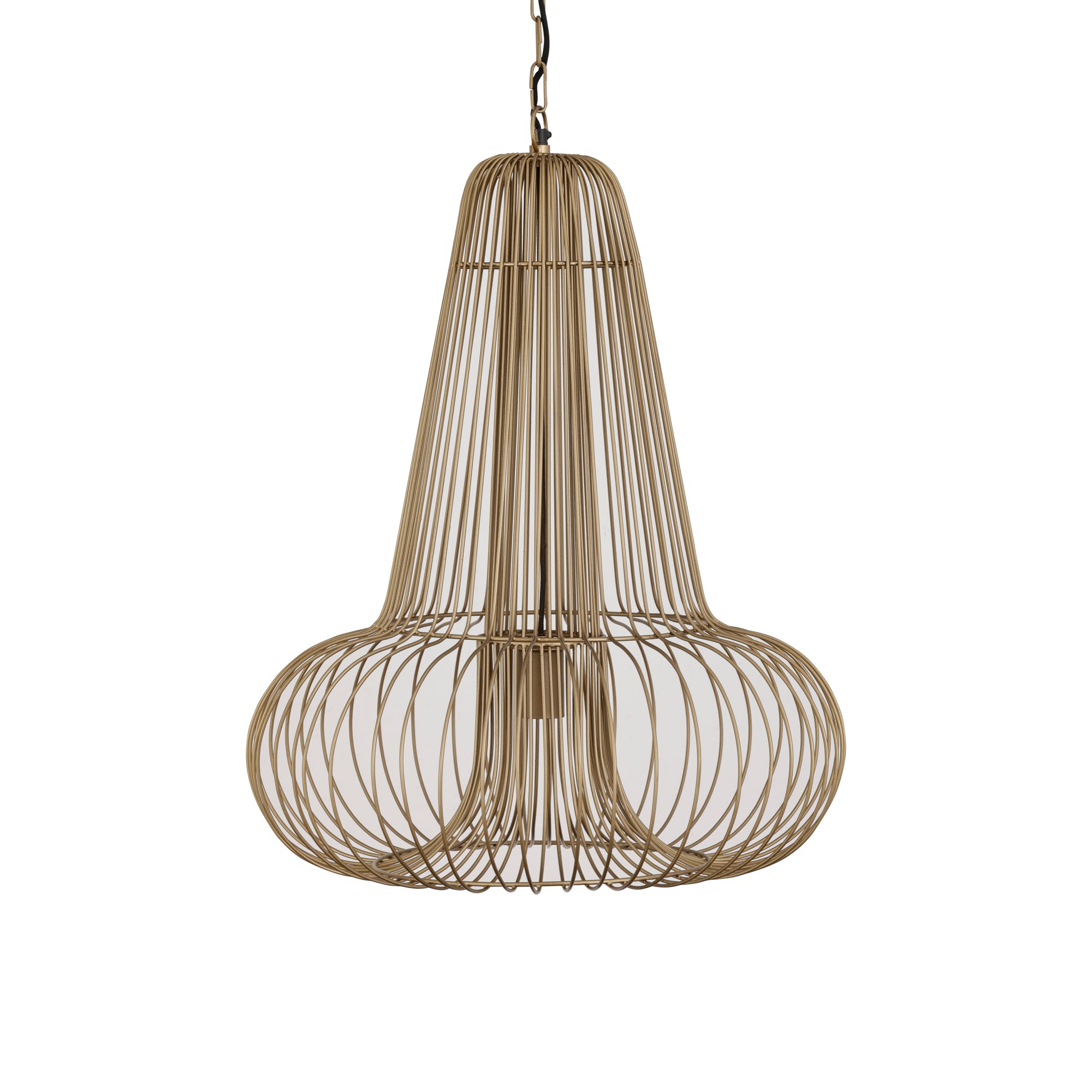 Aluesi Antique Brass Iron Wired Hanging Lamp PTMD - Hanglamp - PTMD - livinglovely.nl