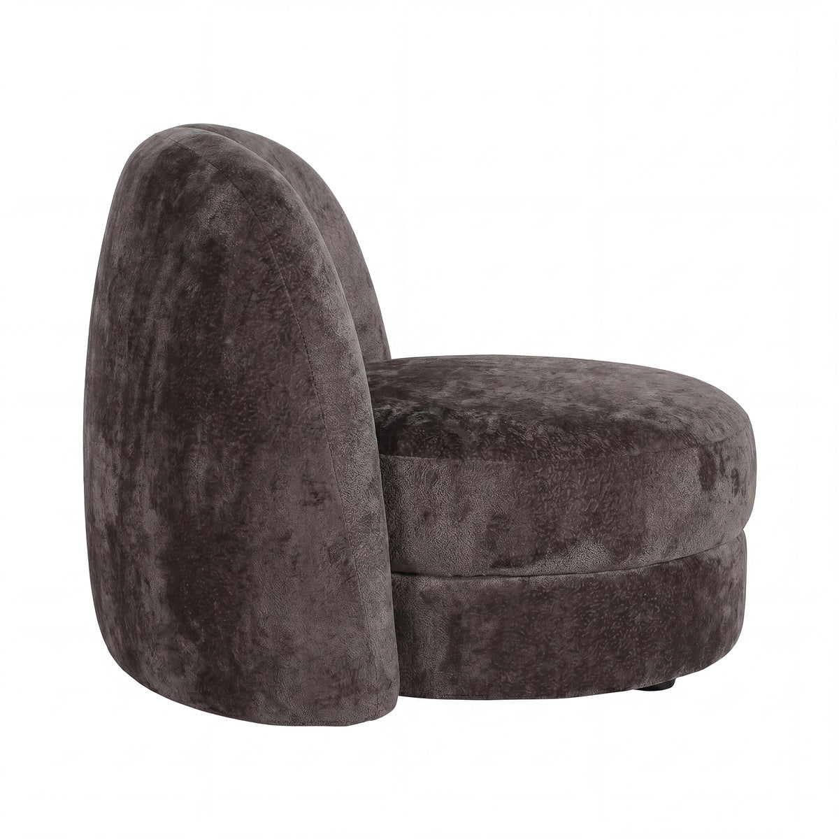 Arco Fauteuil Rond Aphrodite Donkerbruin van PTMD, ronde vorm met lage, brede zitting