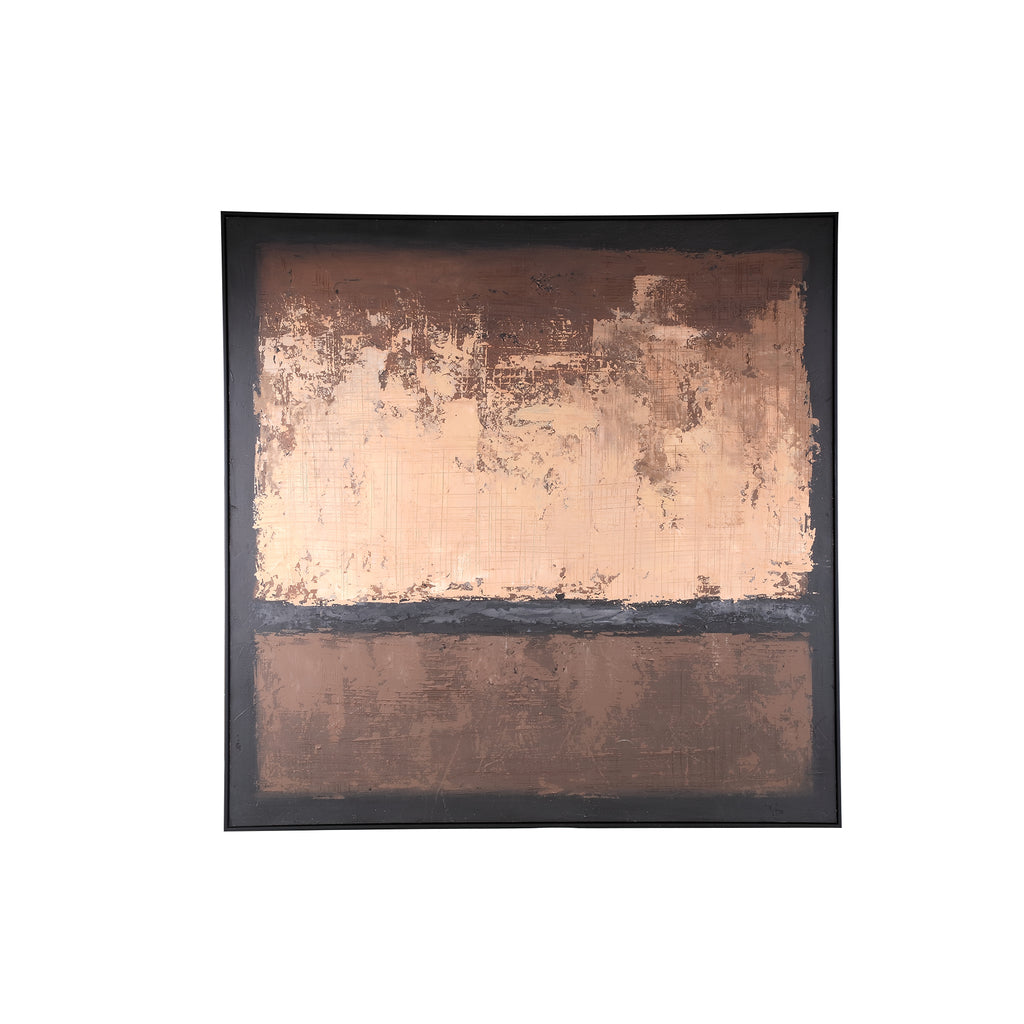 Asante Brown canvas painted wallpanel square frame PTMD - Schilderij - PTMD - livinglovely.nl