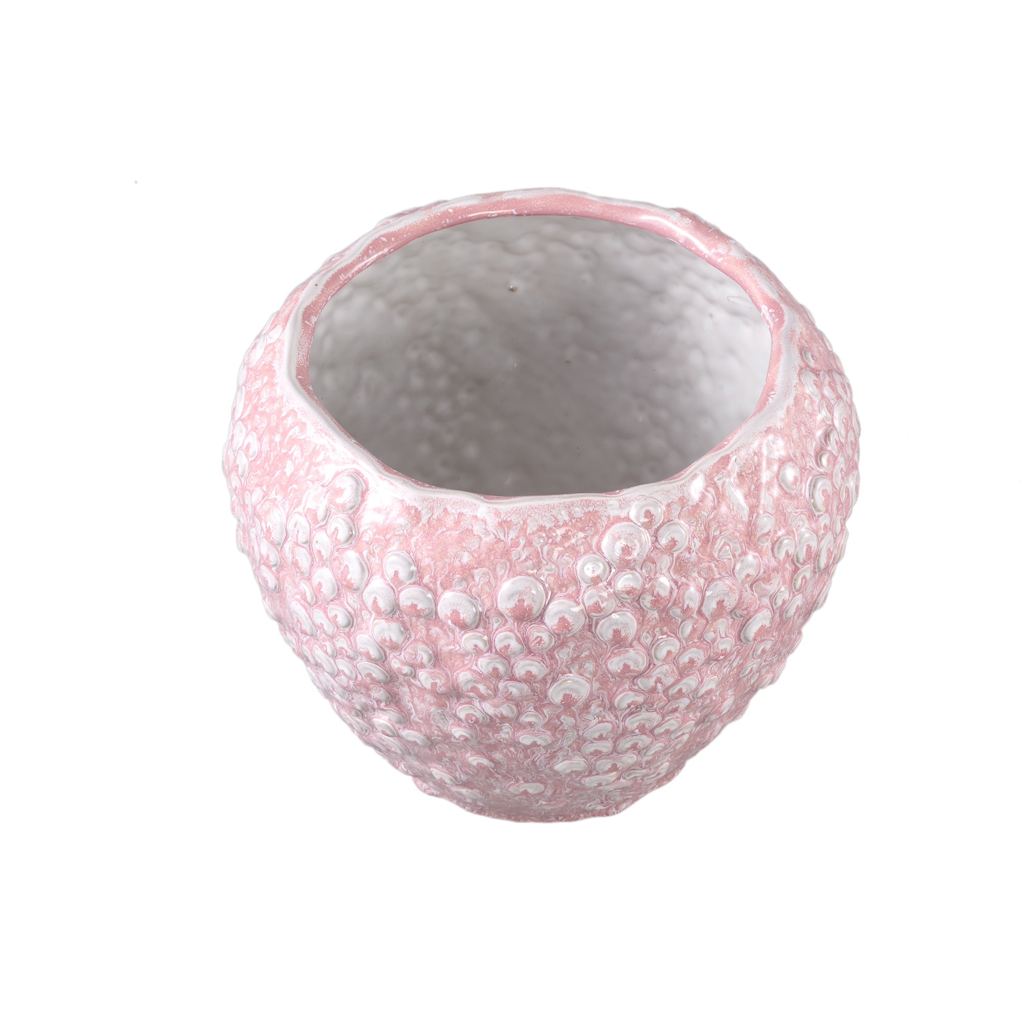 Avis PInk Ceramic Pot Round Shaped Scales Low XL Dia26,5xH22,5cm PTMD - Pot - PTMD - livinglovely.nl