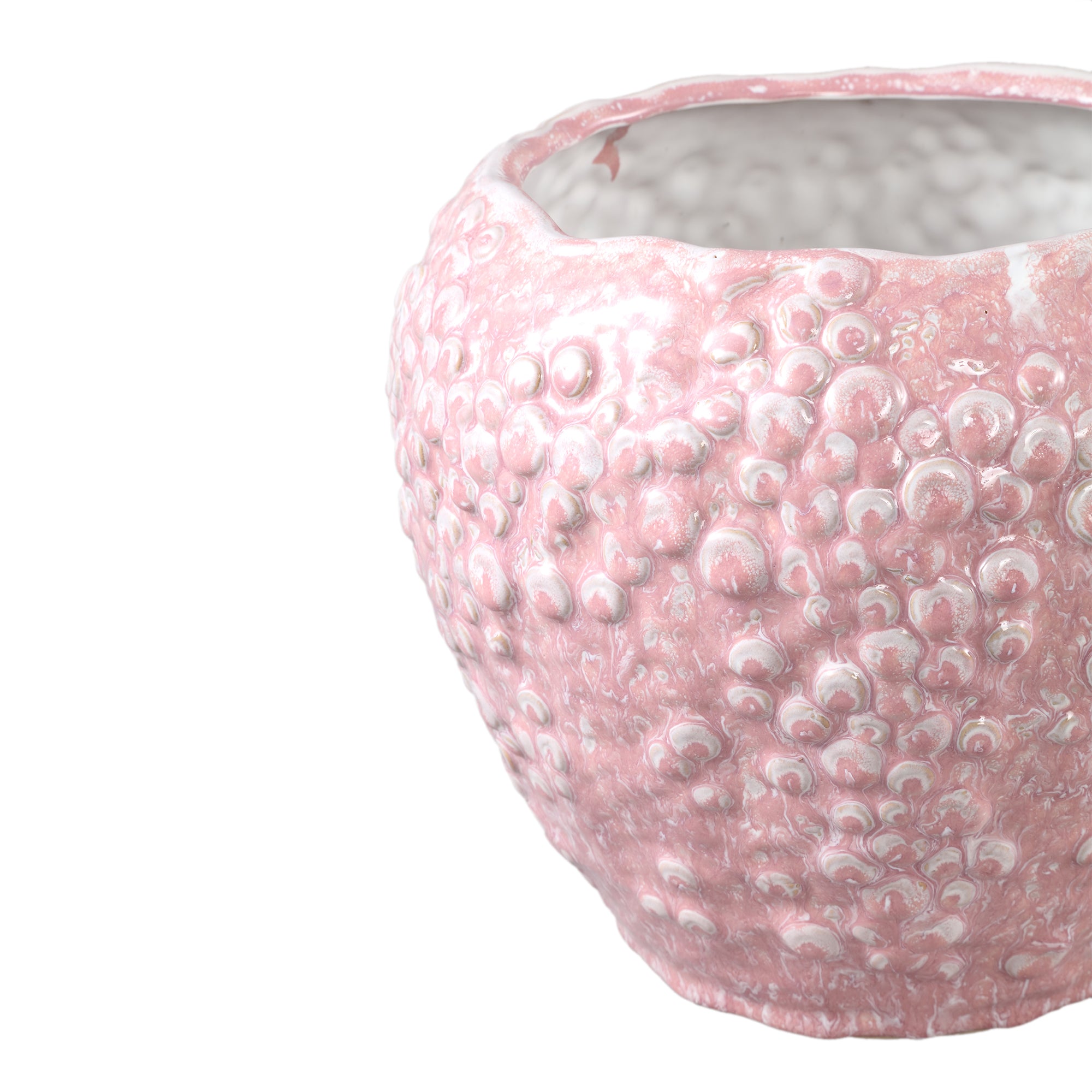 Avis PInk Ceramic Pot Round Shaped Scales Low XL Dia26,5xH22,5cm PTMD - Pot - PTMD - livinglovely.nl