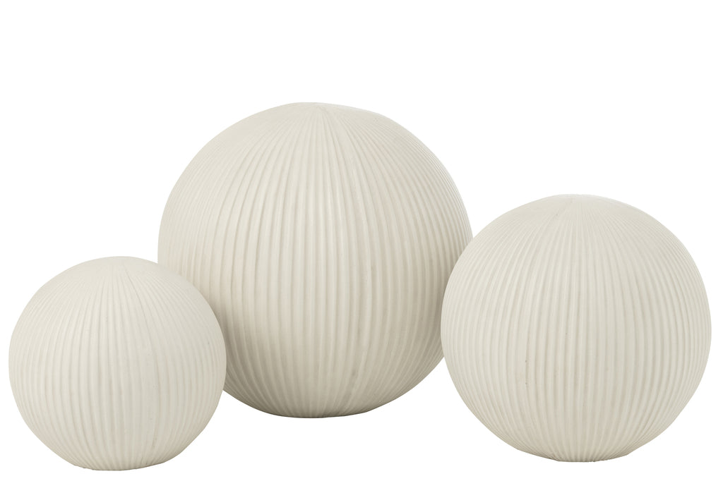 Bal Deco Klei Wit Large 39,5cmx37,5cmx39,5cm - Buiten-divers - J-Line - livinglovely.nl