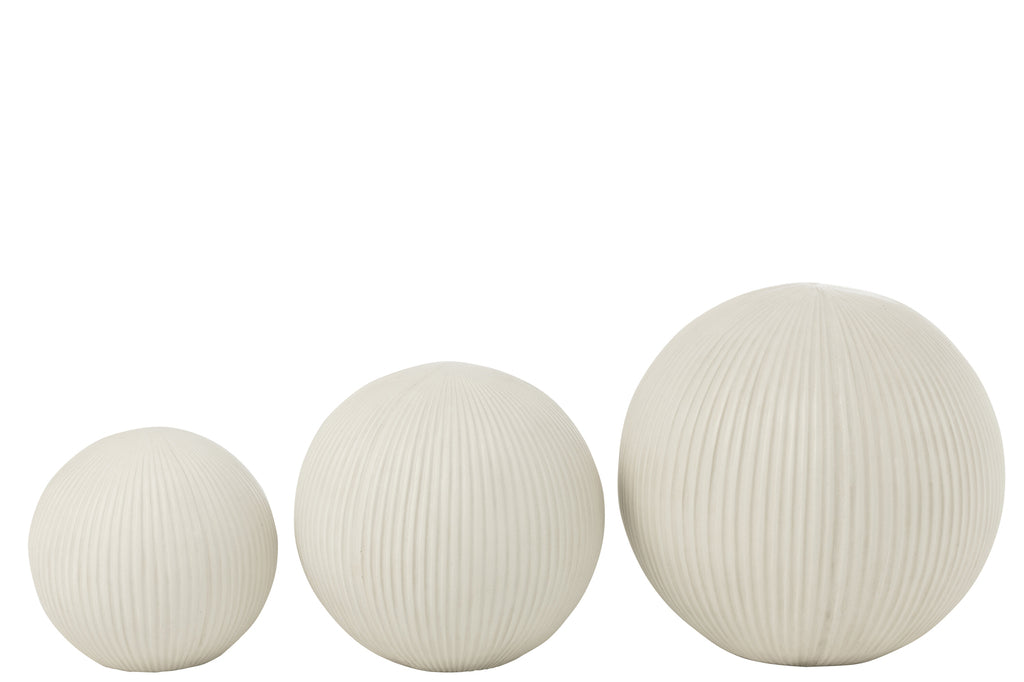 Bal Deco Klei Wit Large 39,5cmx37,5cmx39,5cm - Buiten-divers - J-Line - livinglovely.nl