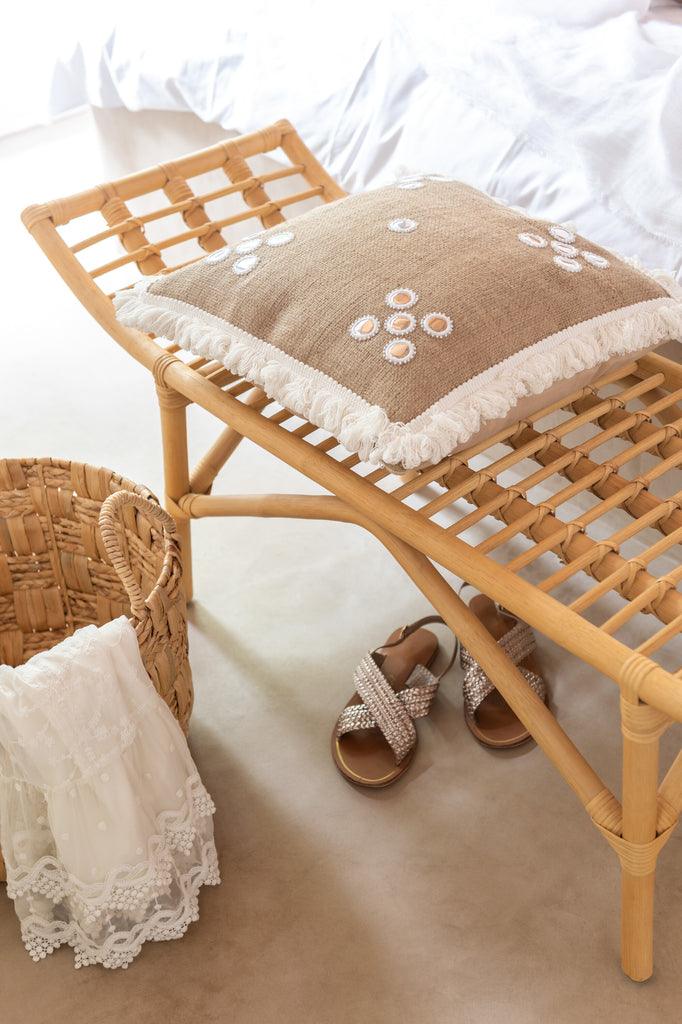 Bank Ana Rotan Naturel 120cm - Bankje - J-Line - livinglovely.nl