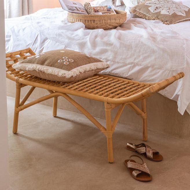 Bank Ana Rotan Naturel 120cm - Bankje - J-Line - livinglovely.nl