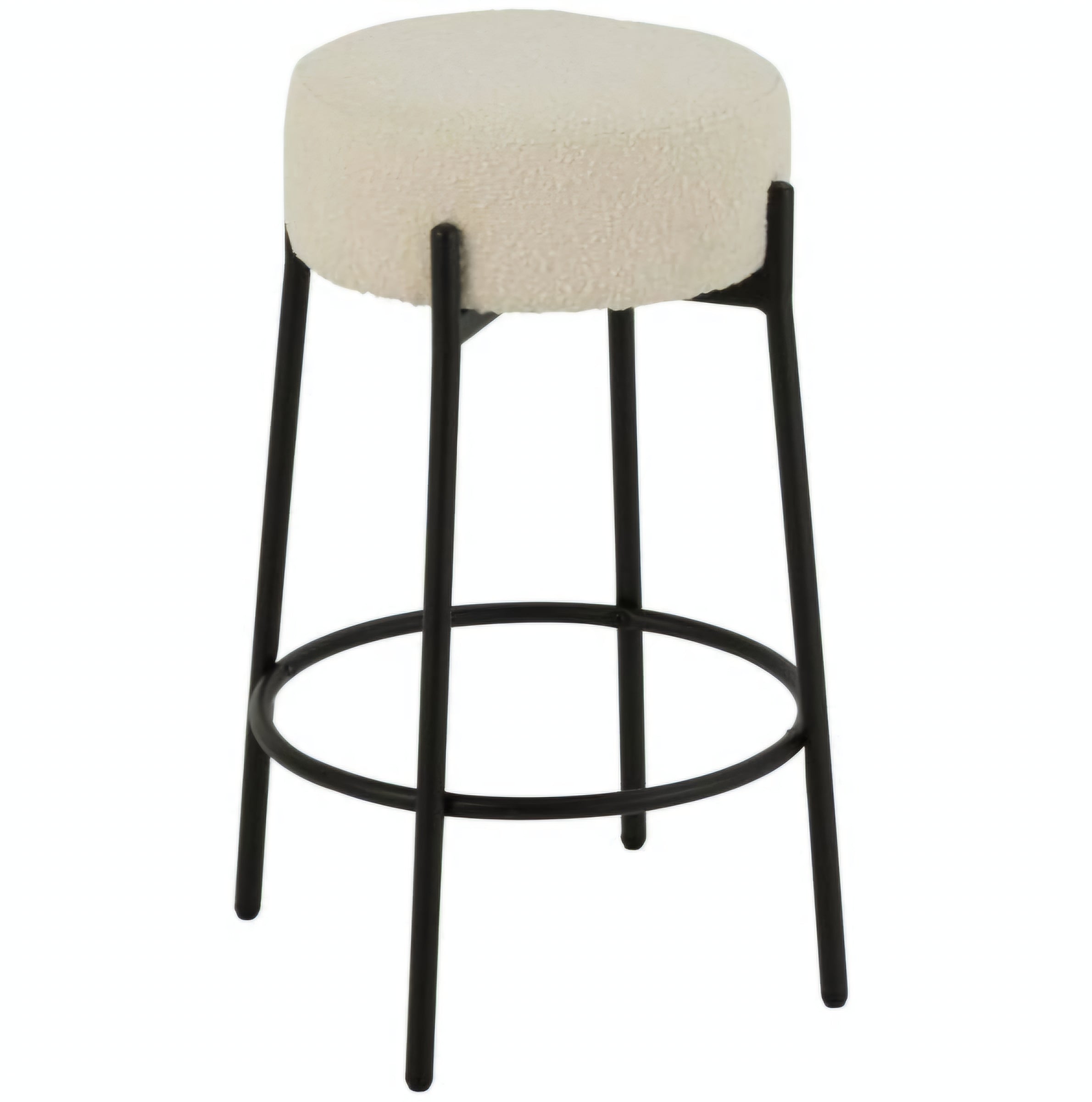 Barkruk Boucle Multiplex/Polyester Wit/Zwart - Barkruk - J-Line - livinglovely.nl