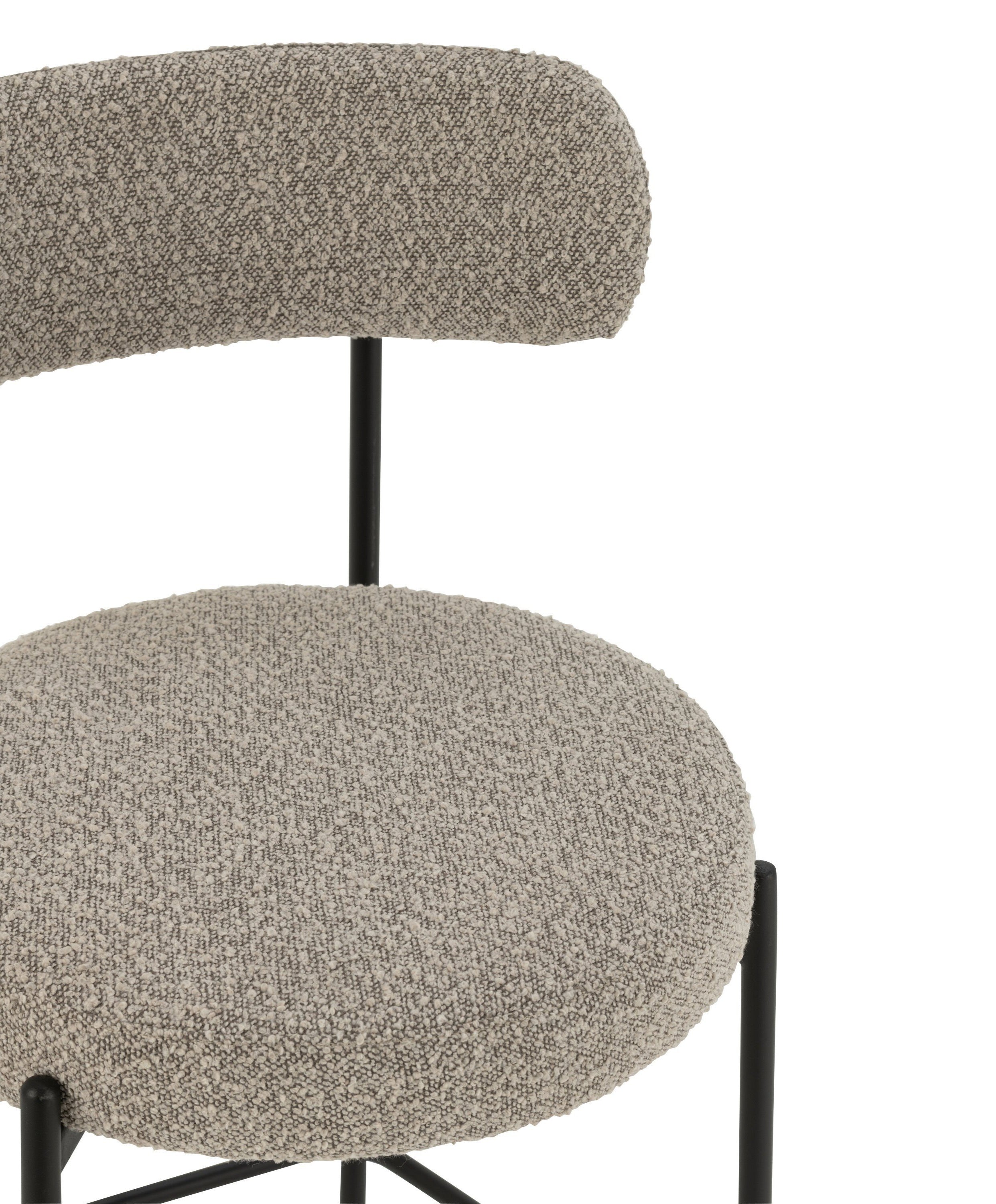 Barstoel Boucle Multiplex/Polyester Grijs/Zwart - Barkruk - J-Line - livinglovely.nl