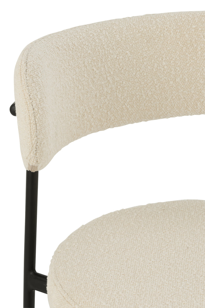 Barstoel Boucle Multiplex/Polyester Wit/Zwart - Barkruk - J-Line - livinglovely.nl