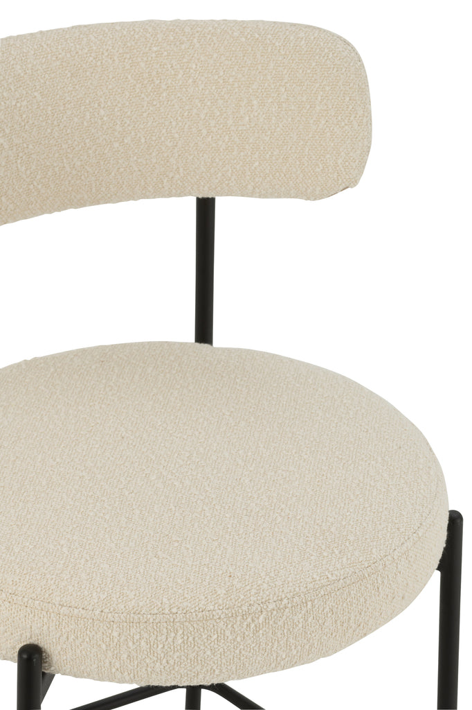 Barstoel Boucle Multiplex/Polyester Wit/Zwart - Barkruk - J-Line - livinglovely.nl
