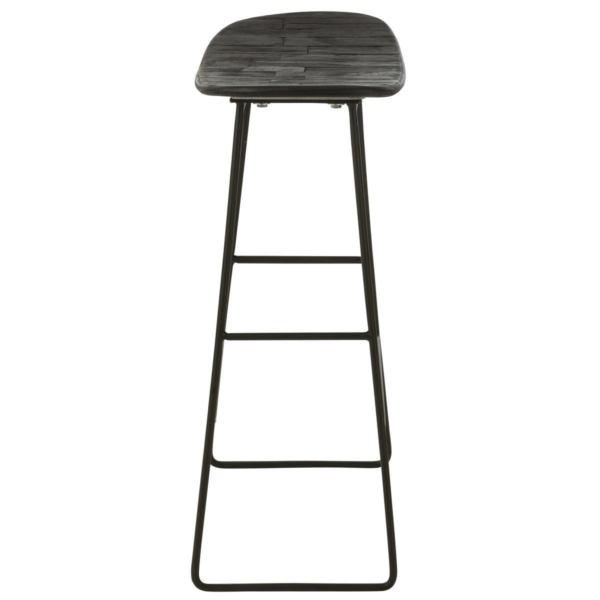 Barstoel Rechthoekig Gerecycleerd Teak Zwart Large - Barkruk - J-Line - livinglovely.nl
