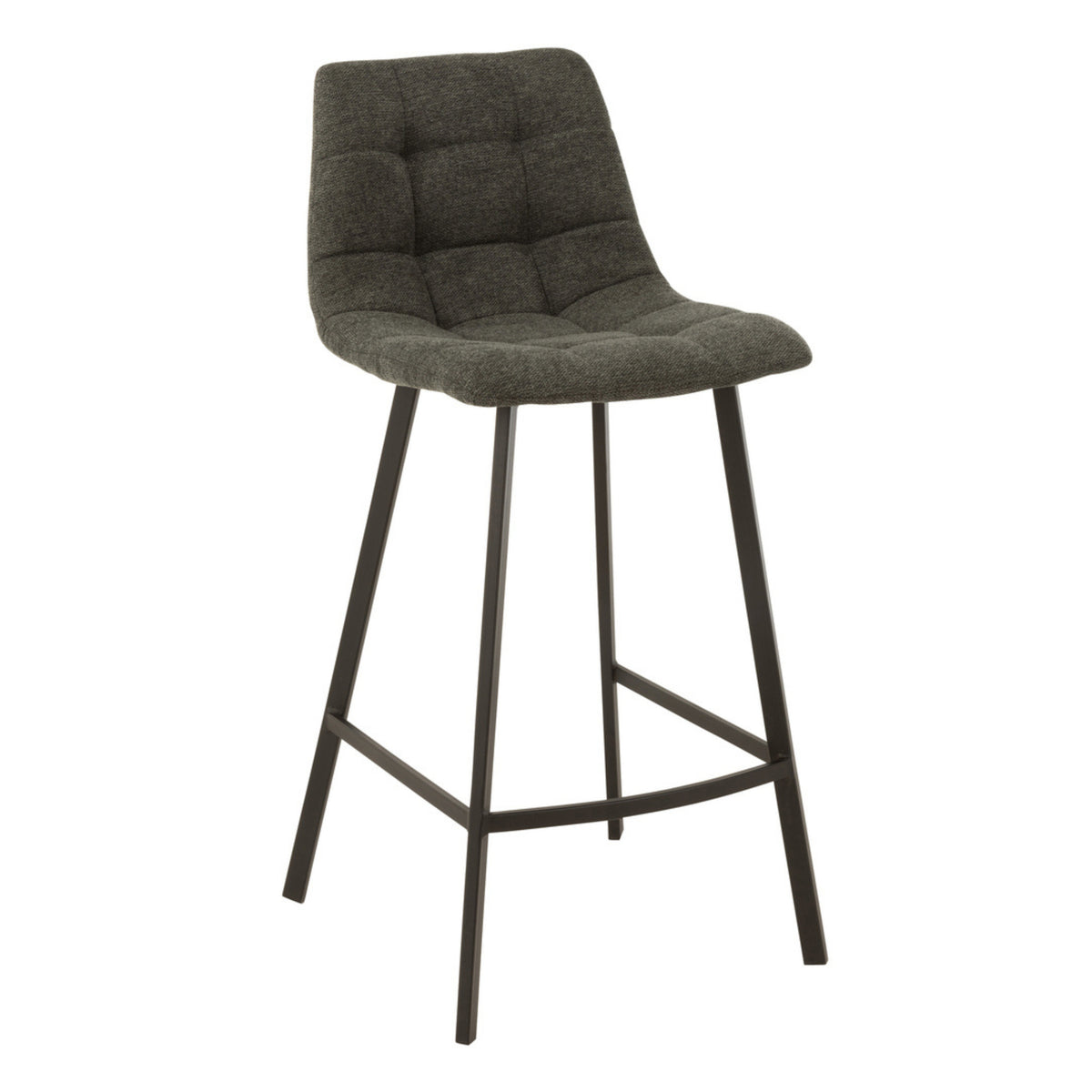 Barstoel Stephane Textiel/Metaal Donkergrijs – J-Line - Barkruk - J-Line - livinglovely.nl