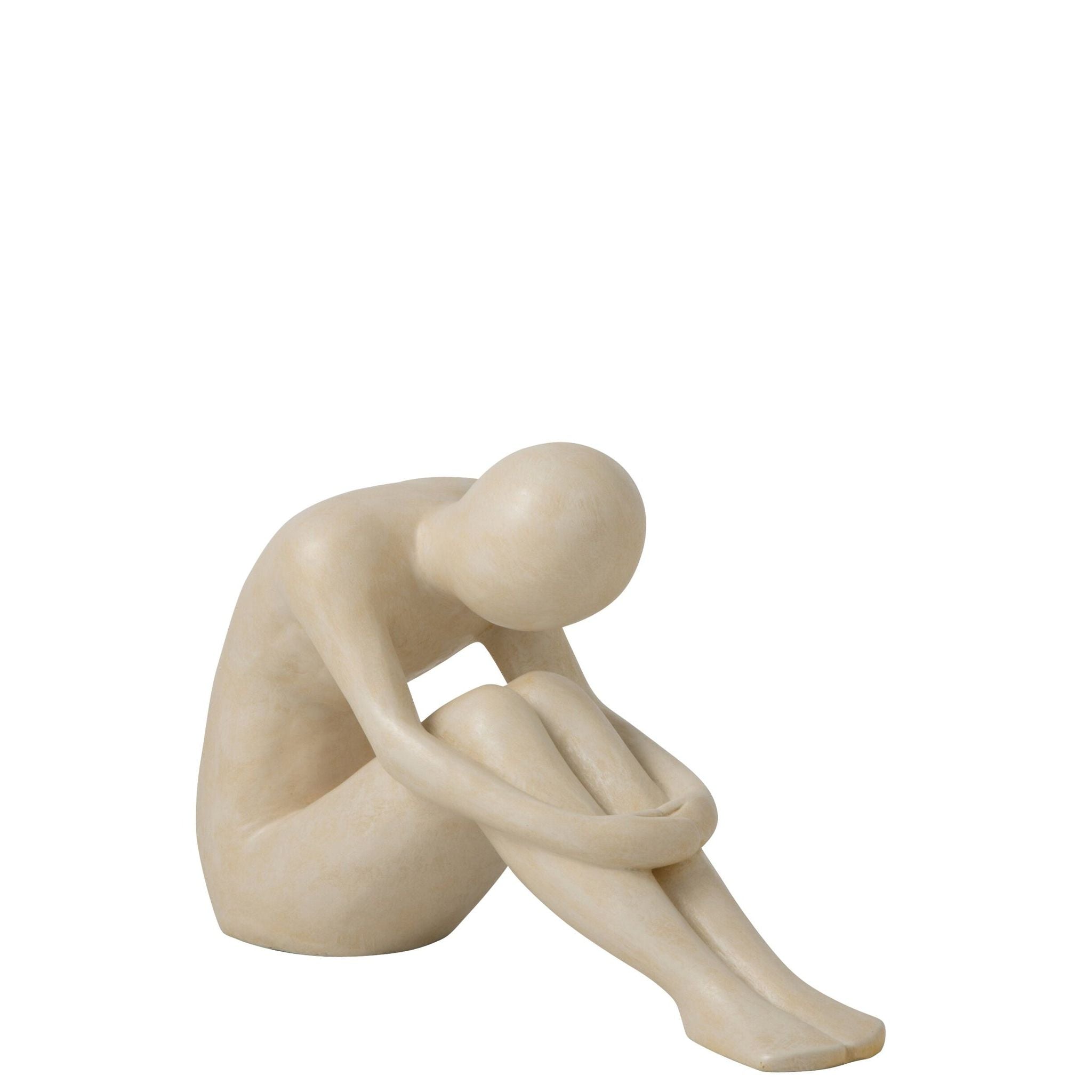 Abstract beeld van een man van J-Line in gebroken wit polyresin, breed en laag model van 38cm hoog